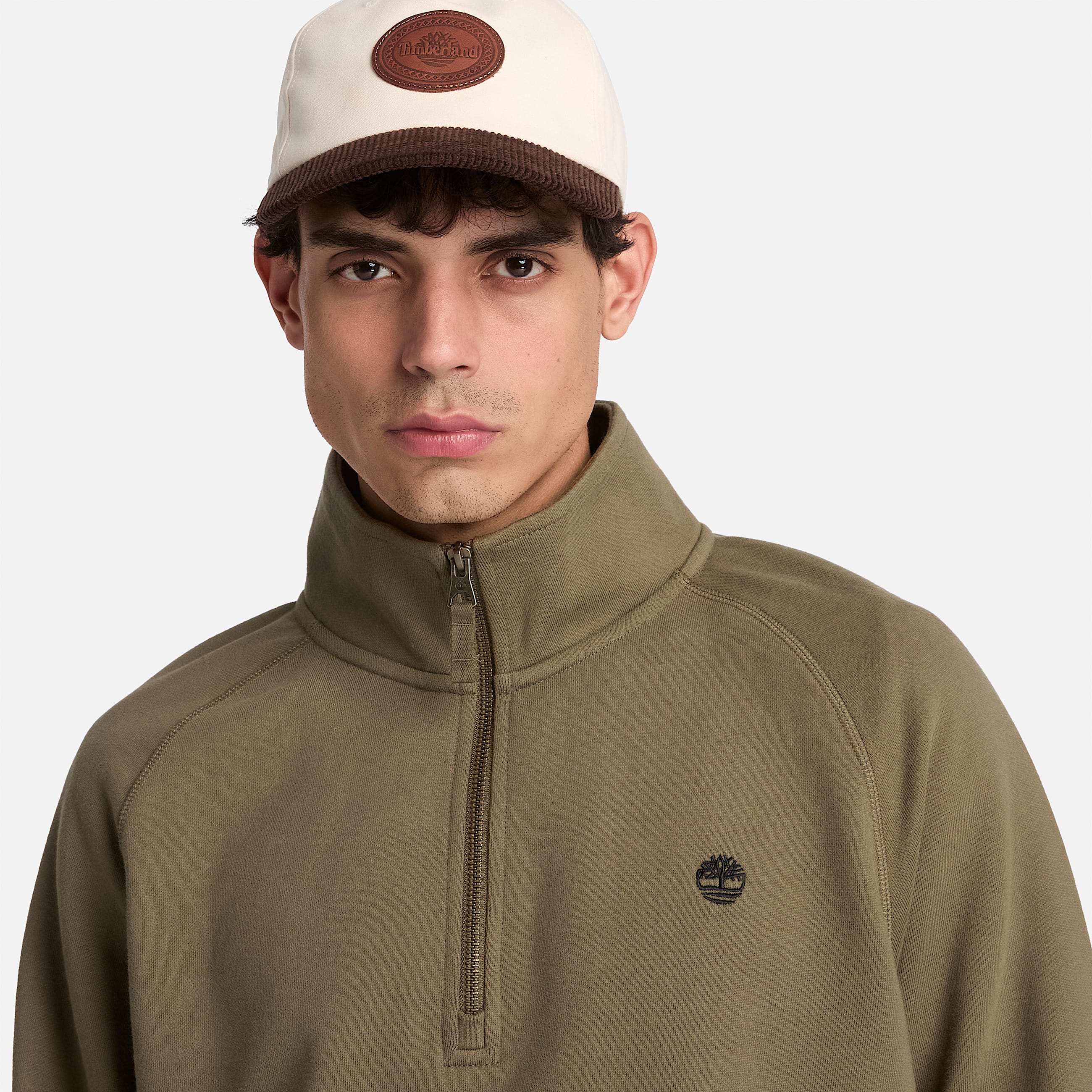 Mens Exeter River Embroidered Logo QuarterZip Sweatshirt TBL Dark Olive ALT3