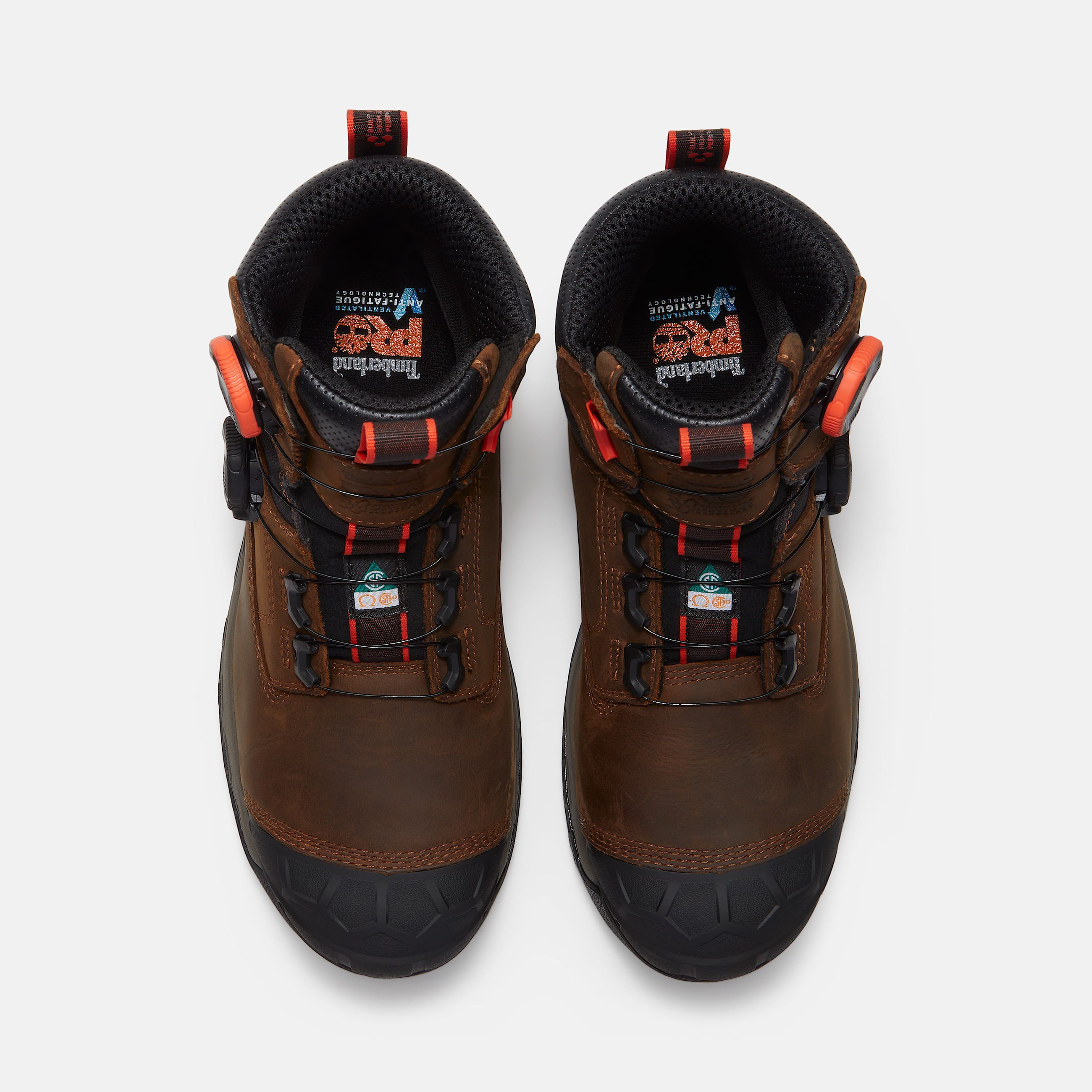 Mens Timberland PRO Boondock Ultralight CSA 6 CompositeToe Work Boot with BOA Fit System TBL Medium Brown FullGrainOrange ALT2