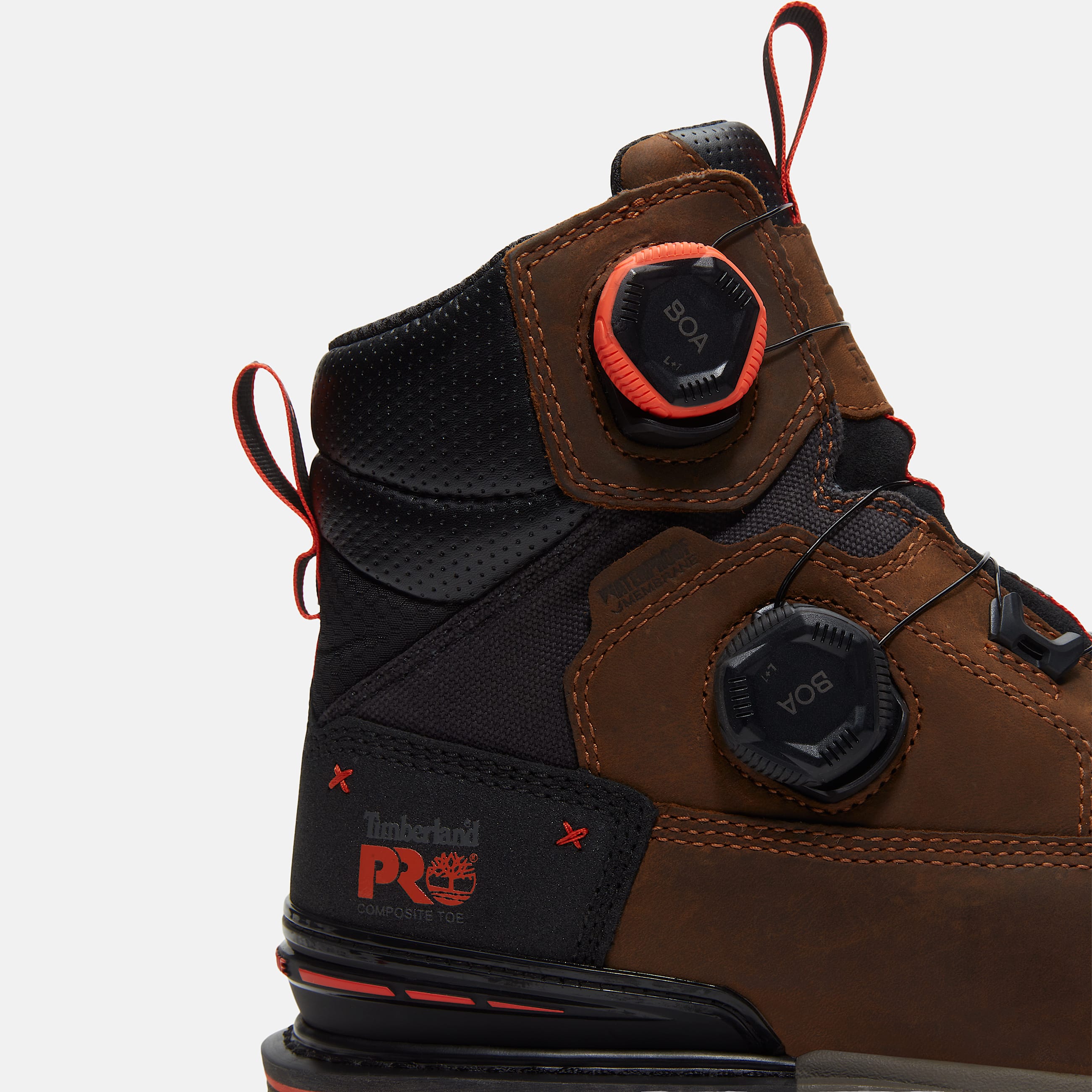 Mens Timberland PRO Boondock Ultralight CSA 6 CompositeToe Work Boot with BOA Fit System TBL Medium Brown FullGrainOrange ALT8