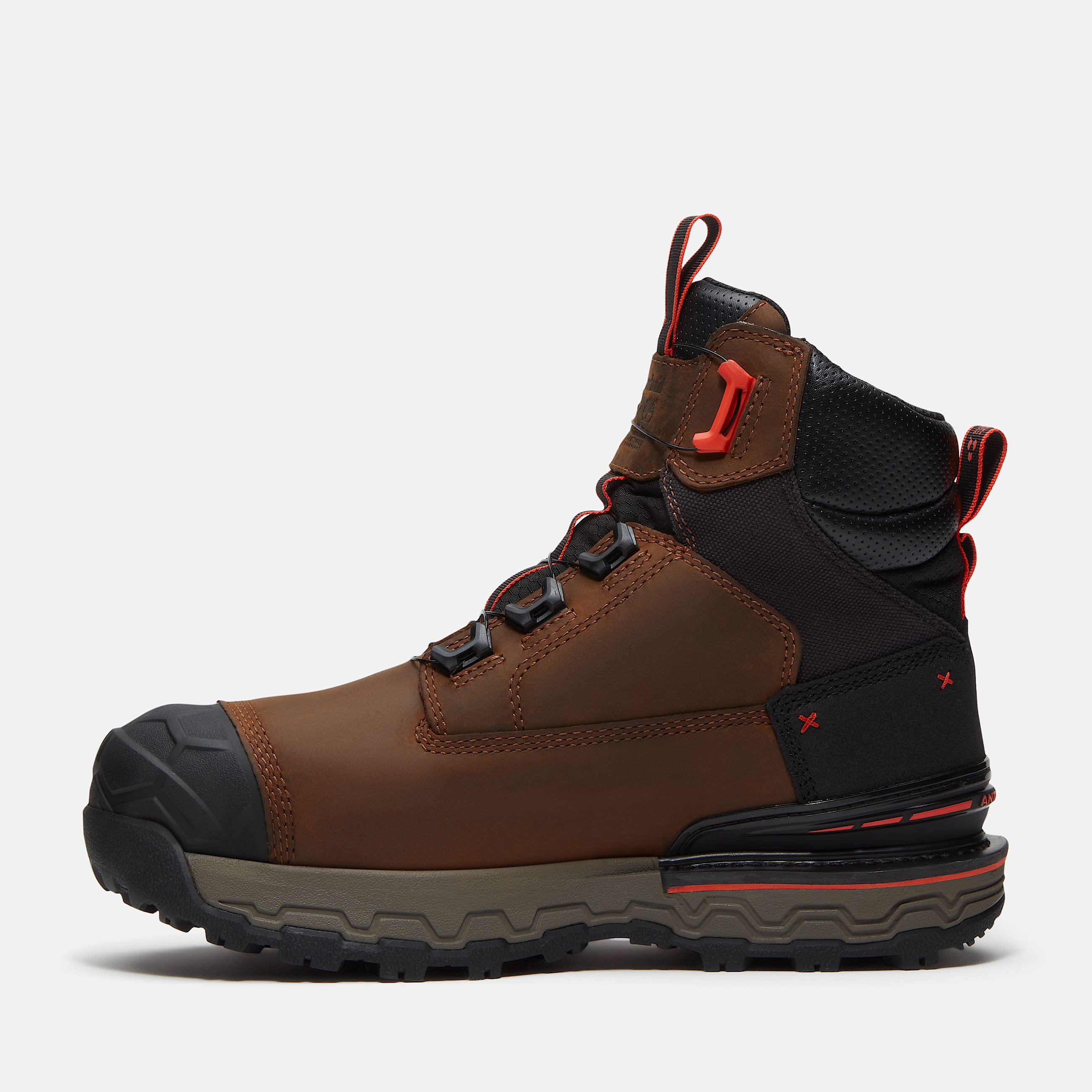 Mens Timberland PRO Boondock Ultralight 6 CompositeToe Work Boot with BOA Fit System TBL Brown FullGrainOrange ALT6