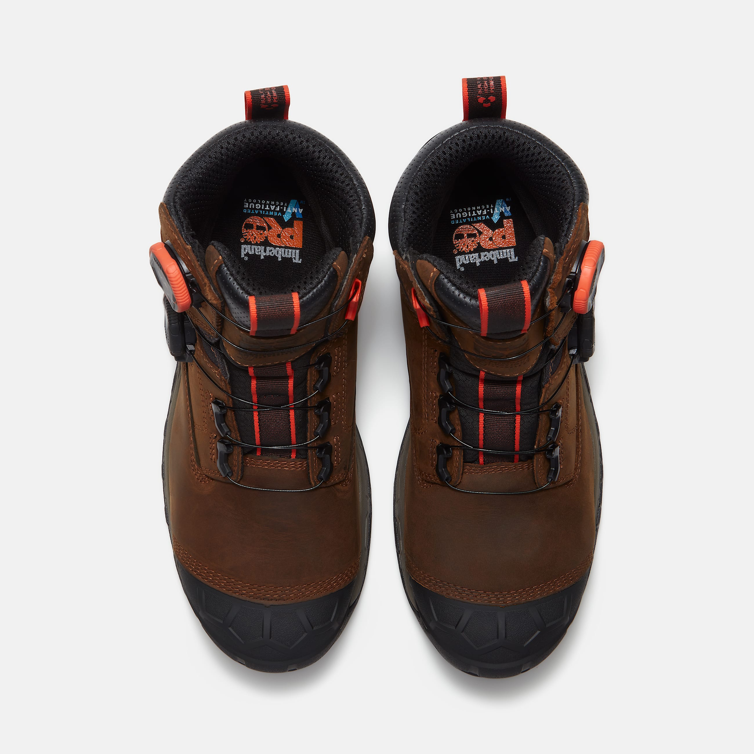 Mens Timberland PRO Boondock Ultralight 6 CompositeToe Work Boot with BOA Fit System TBL Brown FullGrainOrange ALT2
