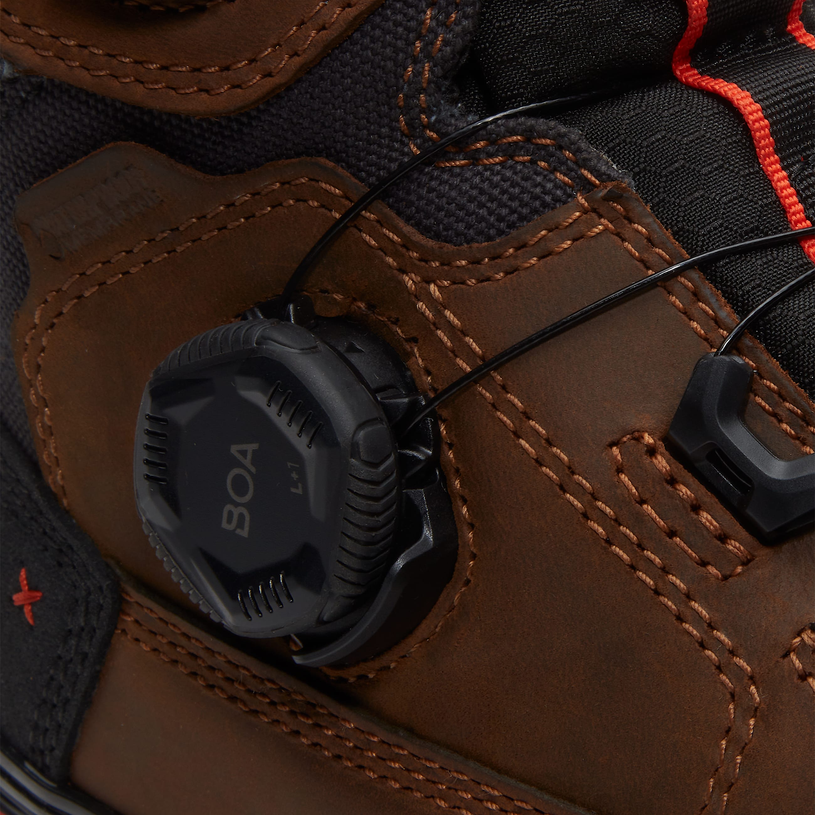 Mens Timberland PRO Boondock Ultralight 6 CompositeToe Work Boot with BOA Fit System TBL Brown FullGrainOrange ALT7