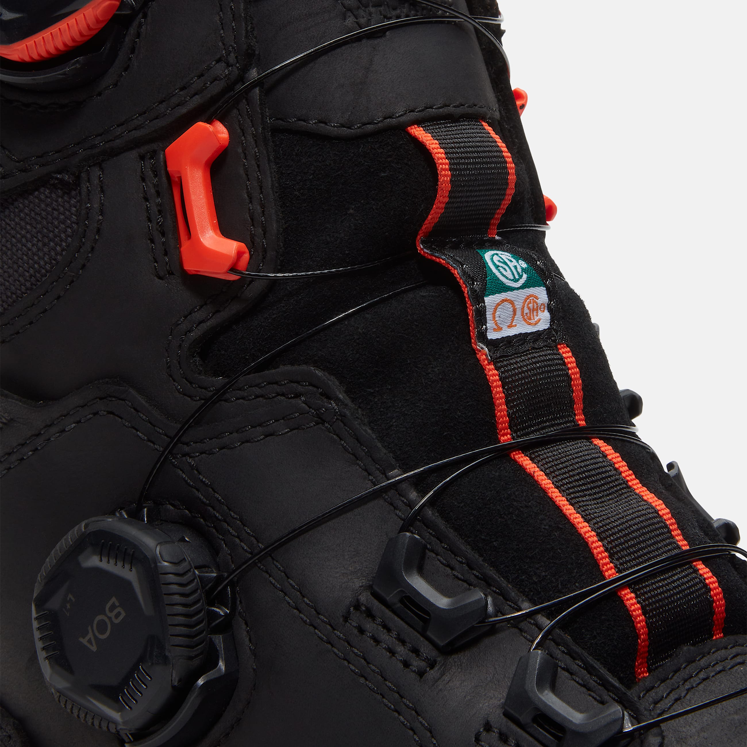 Mens Timberland PRO Boondock Ultralight CSA 8 CompositeToe Work Boot with BOA Fit System TBL Black FullGrainOrange ALT7
