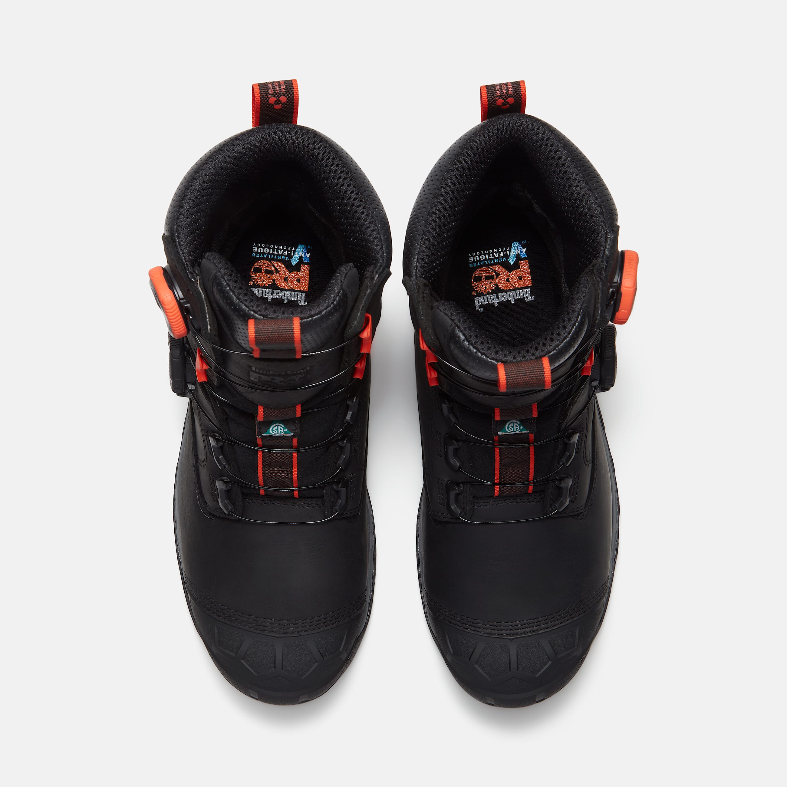Mens Timberland PRO Boondock Ultralight CSA 8 CompositeToe Work Boot with BOA Fit System TBL Black FullGrainOrange ALT2