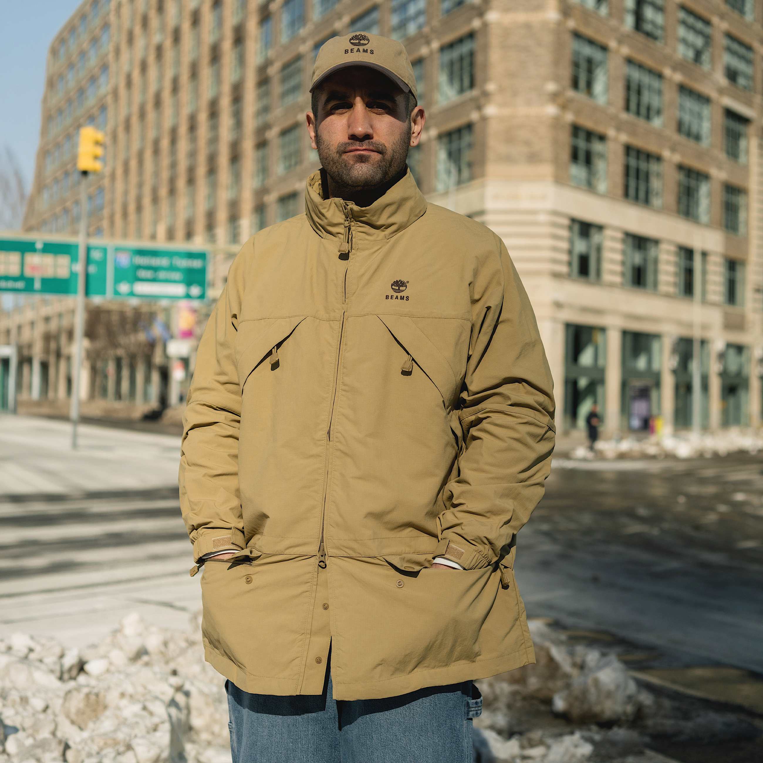 Timberland x BEAMS Nylon Zip Up Convertible Jacket TBL British Khaki ALTA