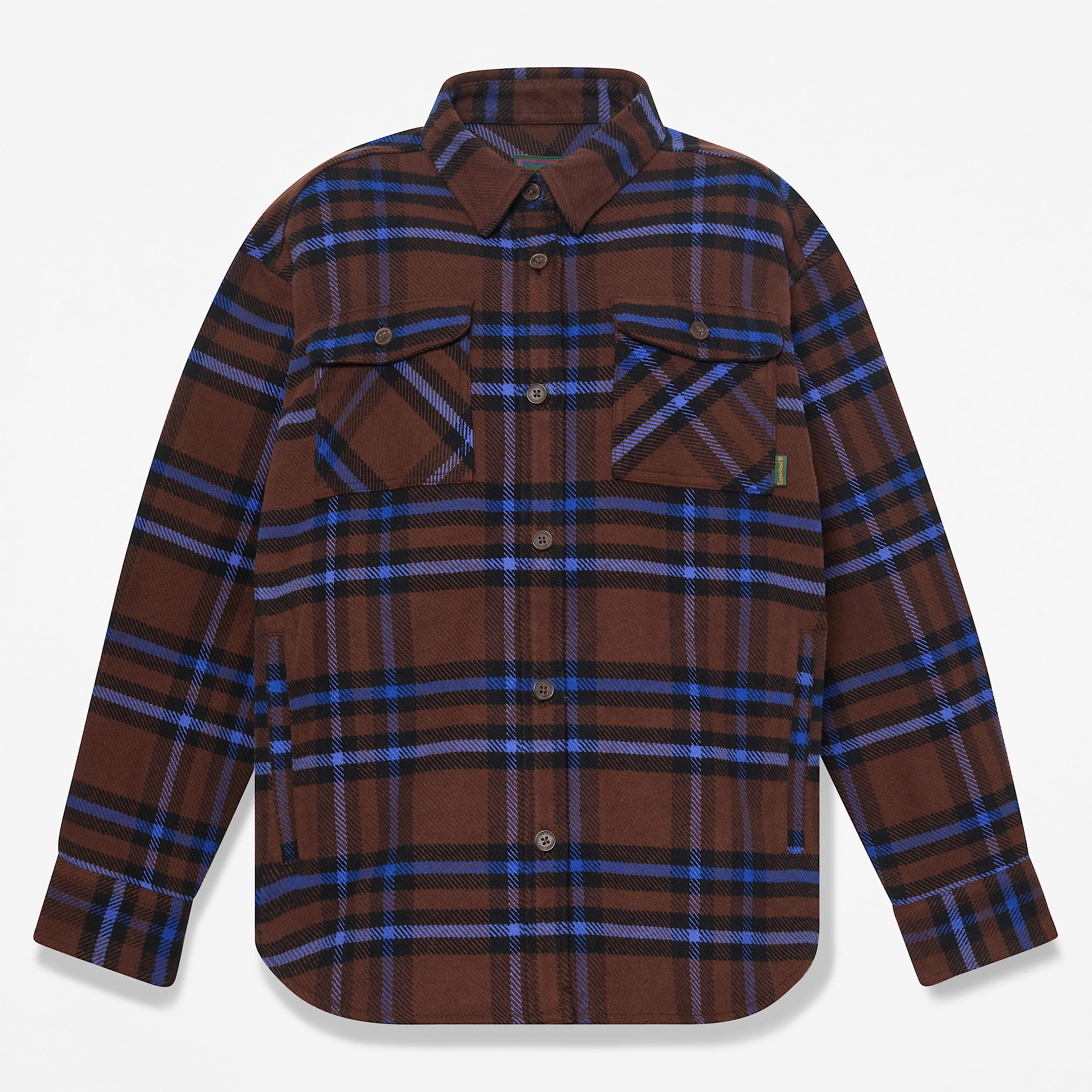 Womens Plaid Overshirt TBL Chicory Coffee Brown HERO