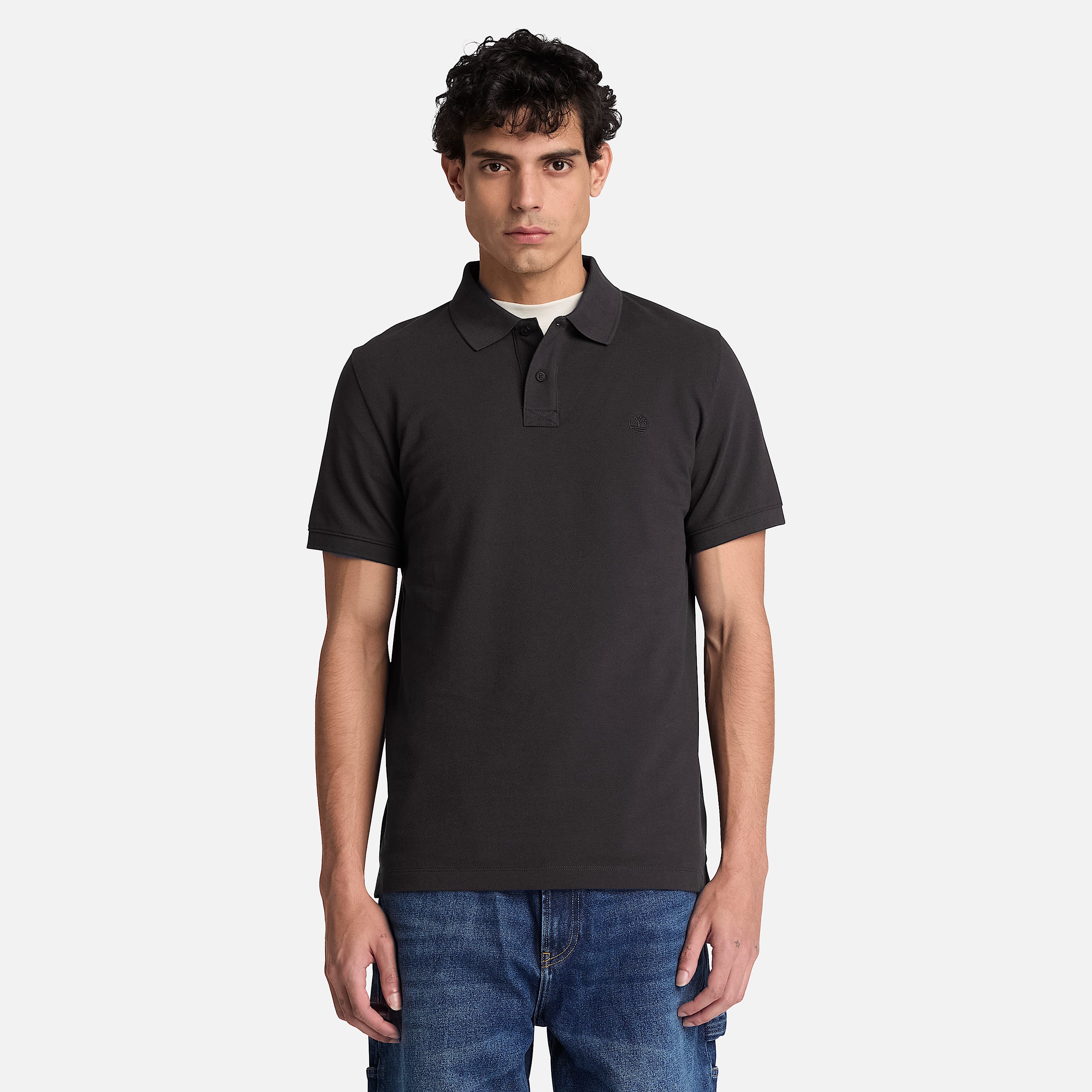 Mens Oyster River Regular ShortSleeve Polo TBL Black ALT1