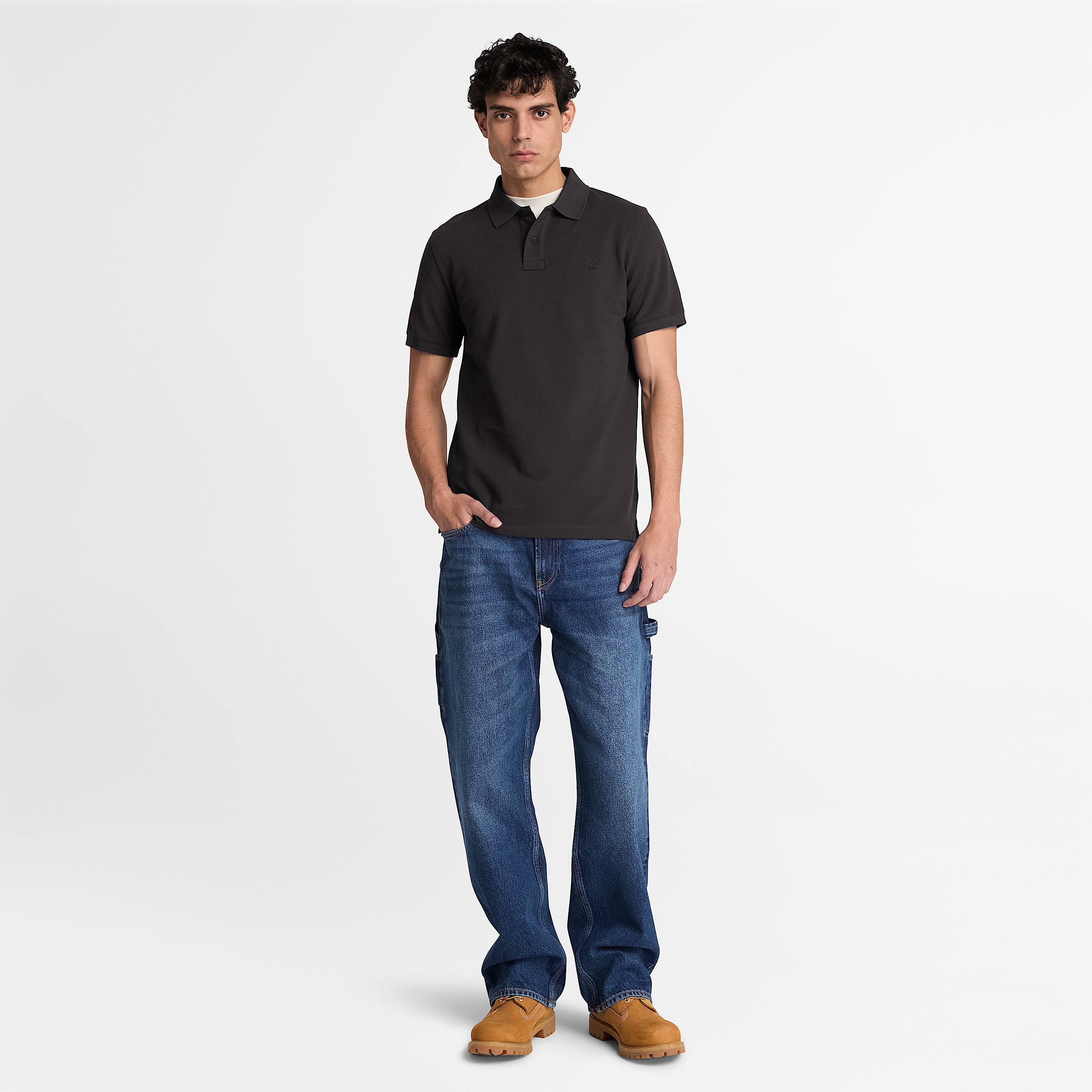 Mens Oyster River Regular ShortSleeve Polo TBL Black ALT2