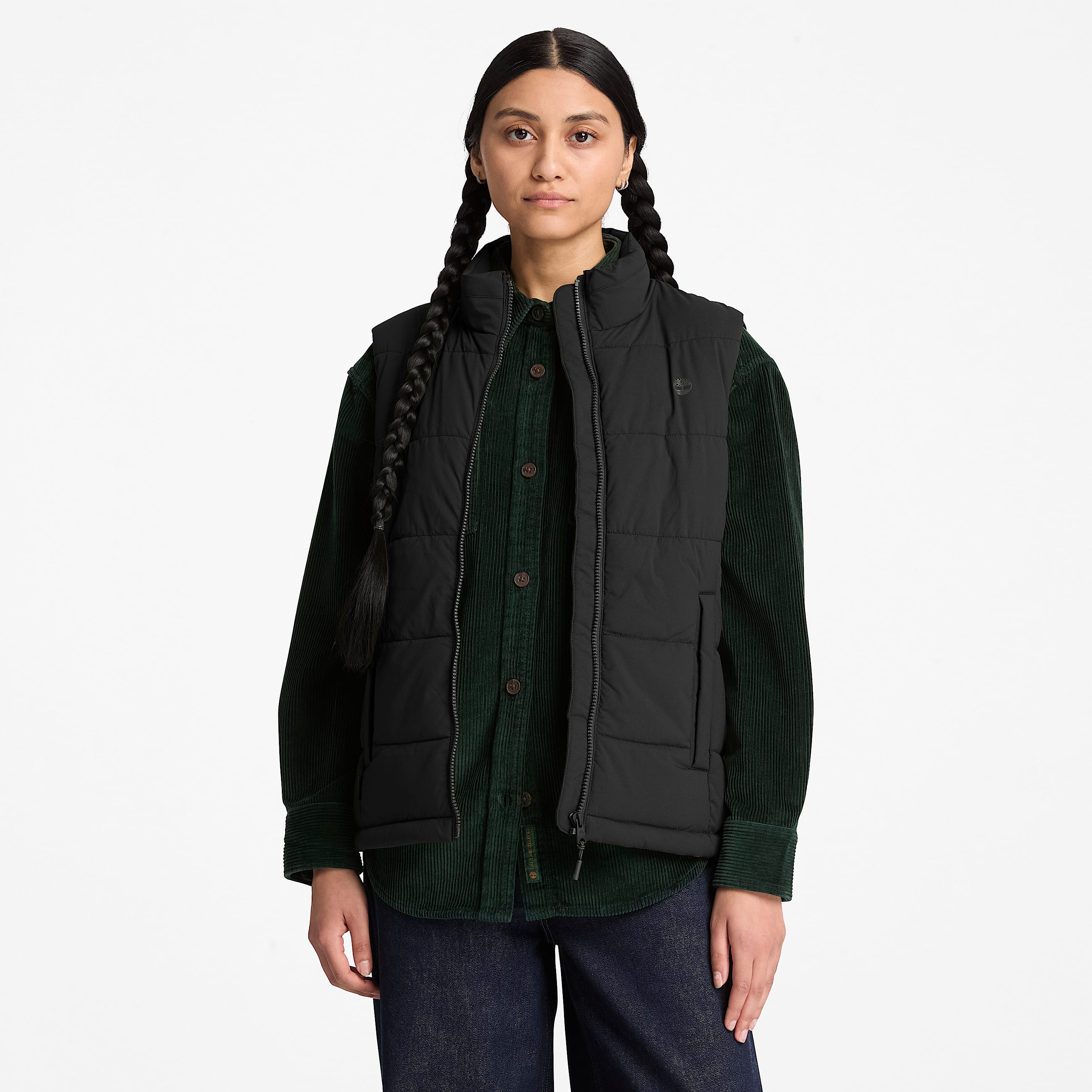 Womens Water Repellent Puffer Vest TBL Black ALT1