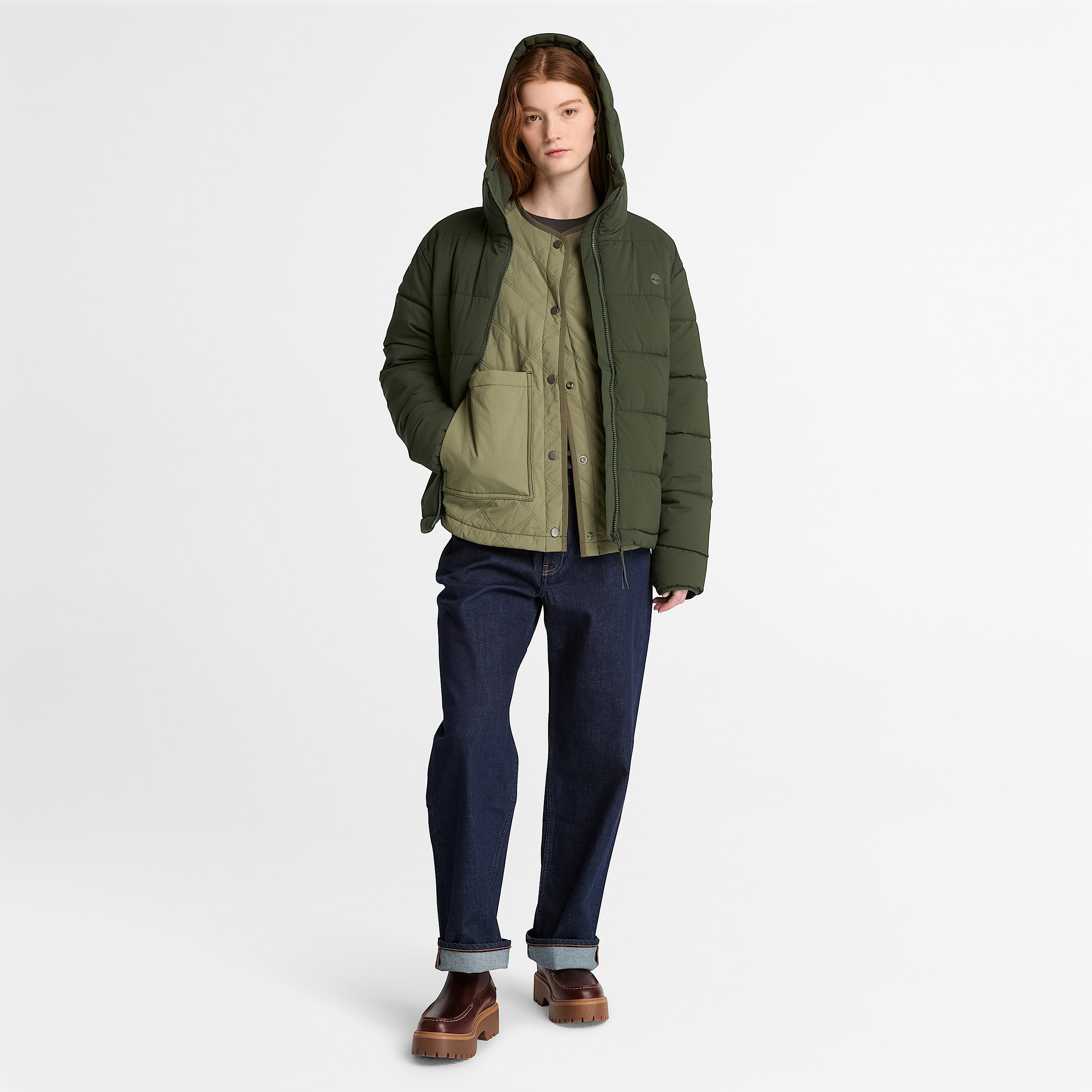 Womens Water Repellent Quilted Jacket TBL Deep Lichen Green ALT2