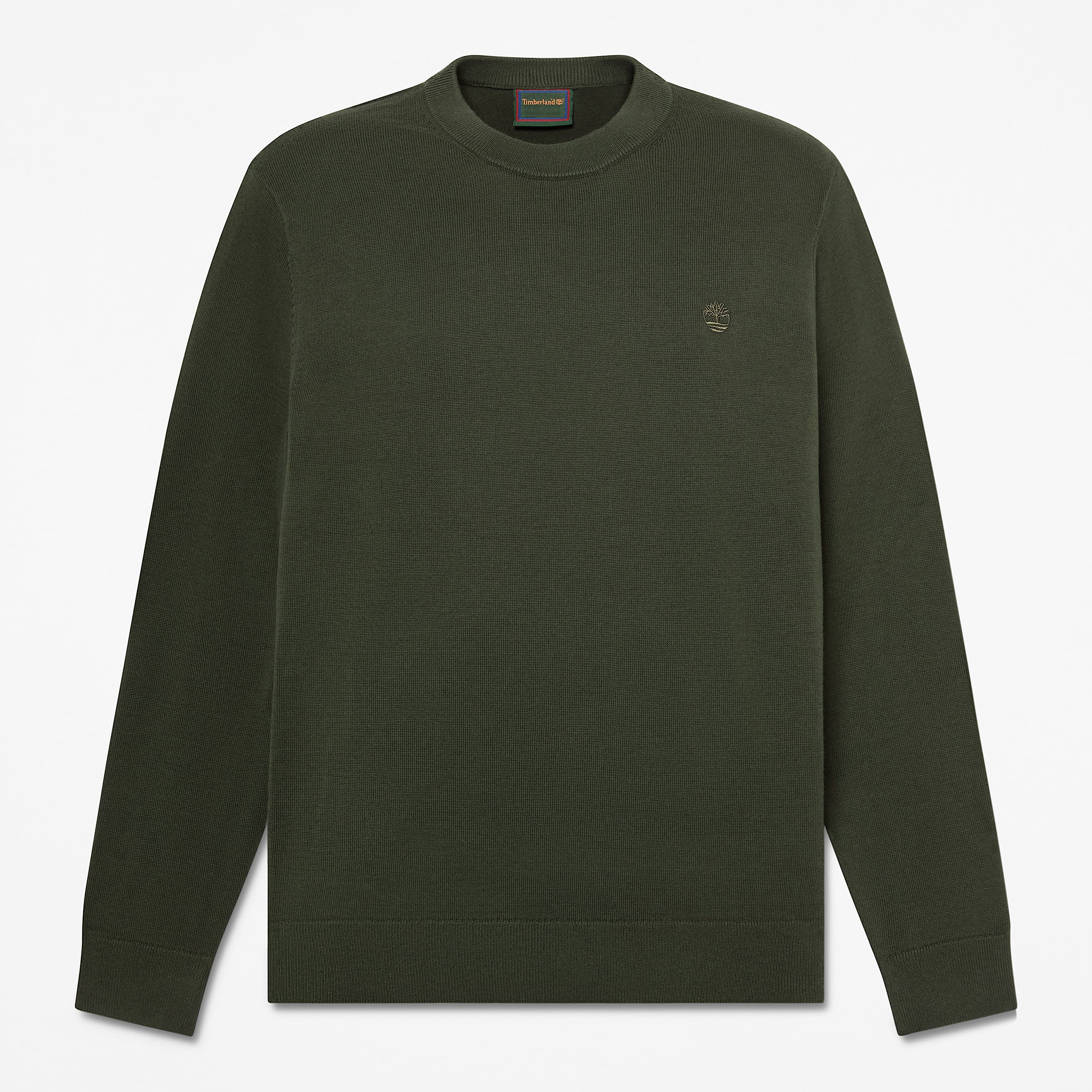 Mens Oyster River Cotton Crewneck Sweater TBL Dark Green HERO