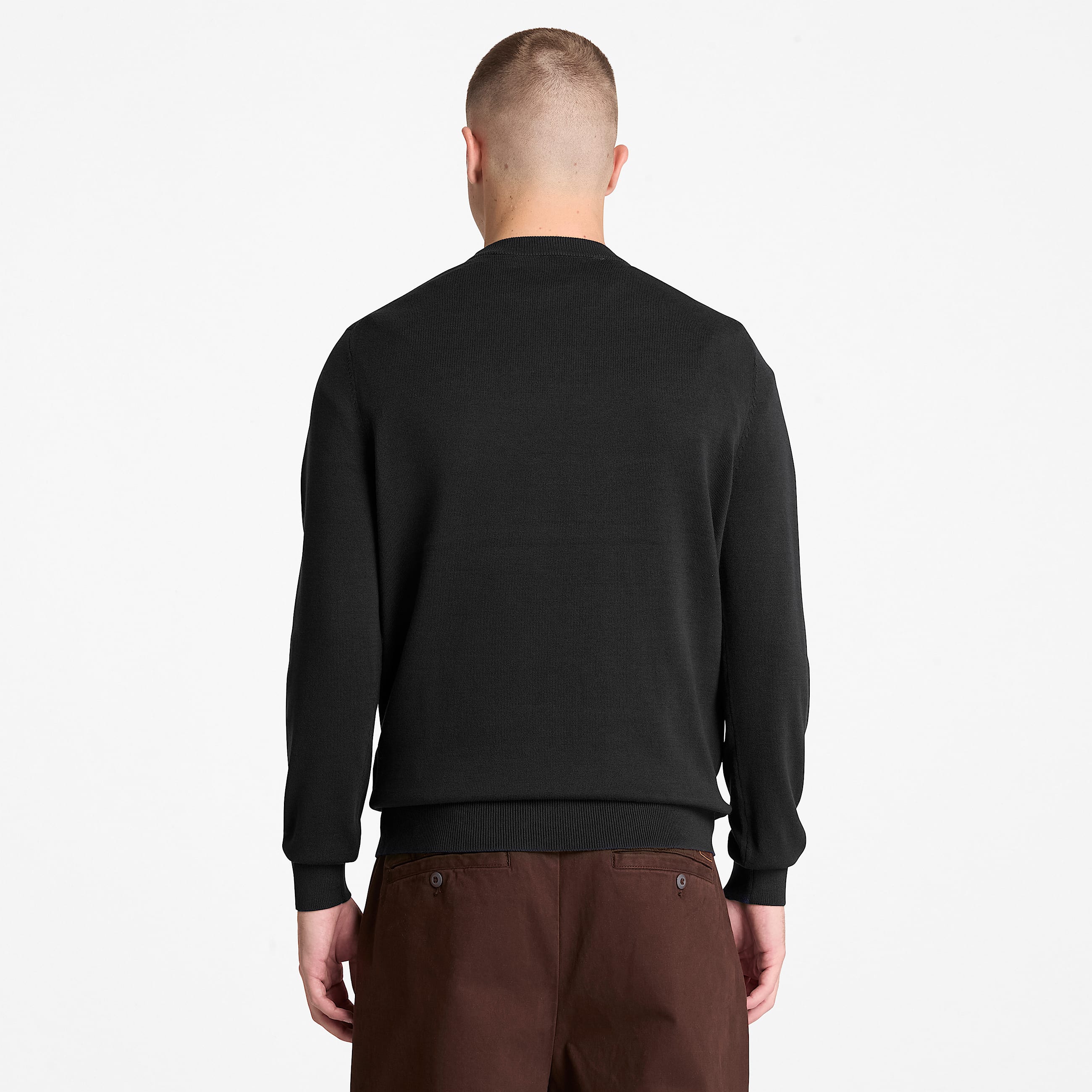 Mens Oyster River Cotton Crewneck Sweater TBL Black ALT8