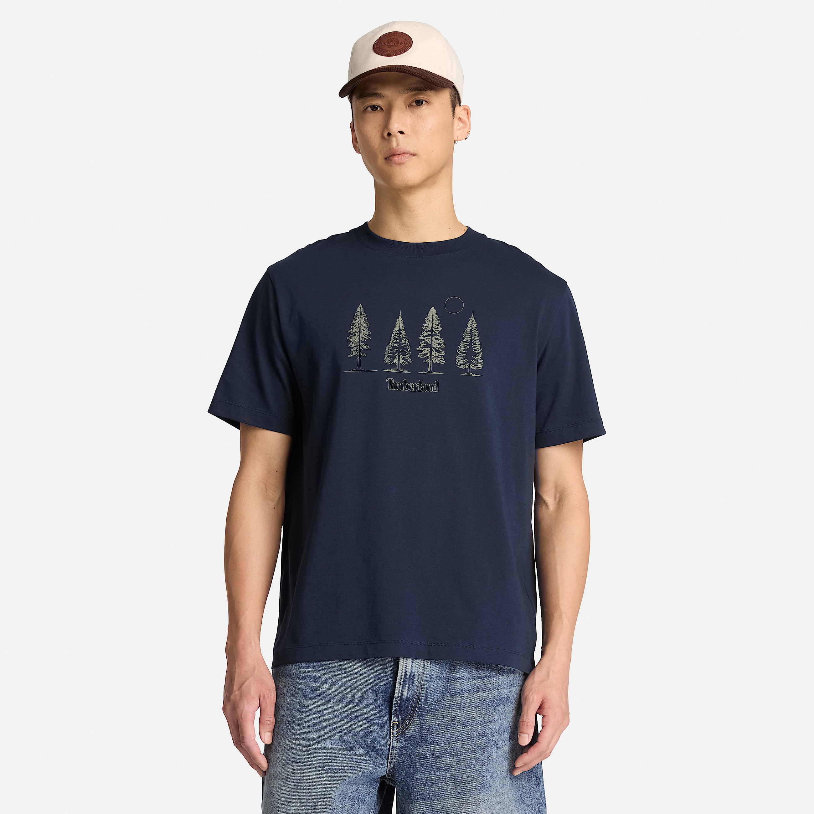 Mens Pine Tree Graphic TShirt TBL Dark Sapphire ALT1