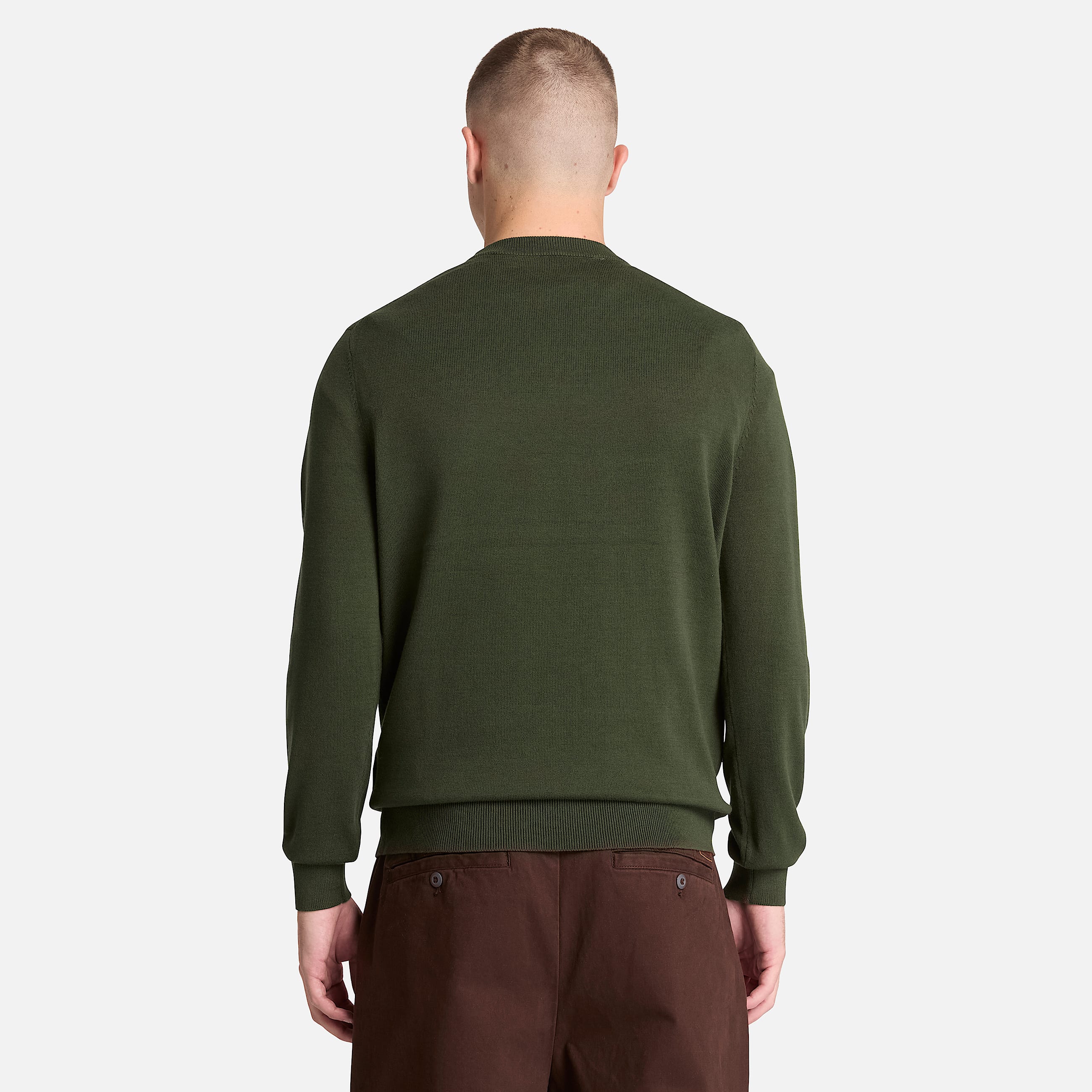 Mens Oyster River Cotton Crewneck Sweater TBL Dark Green ALT8