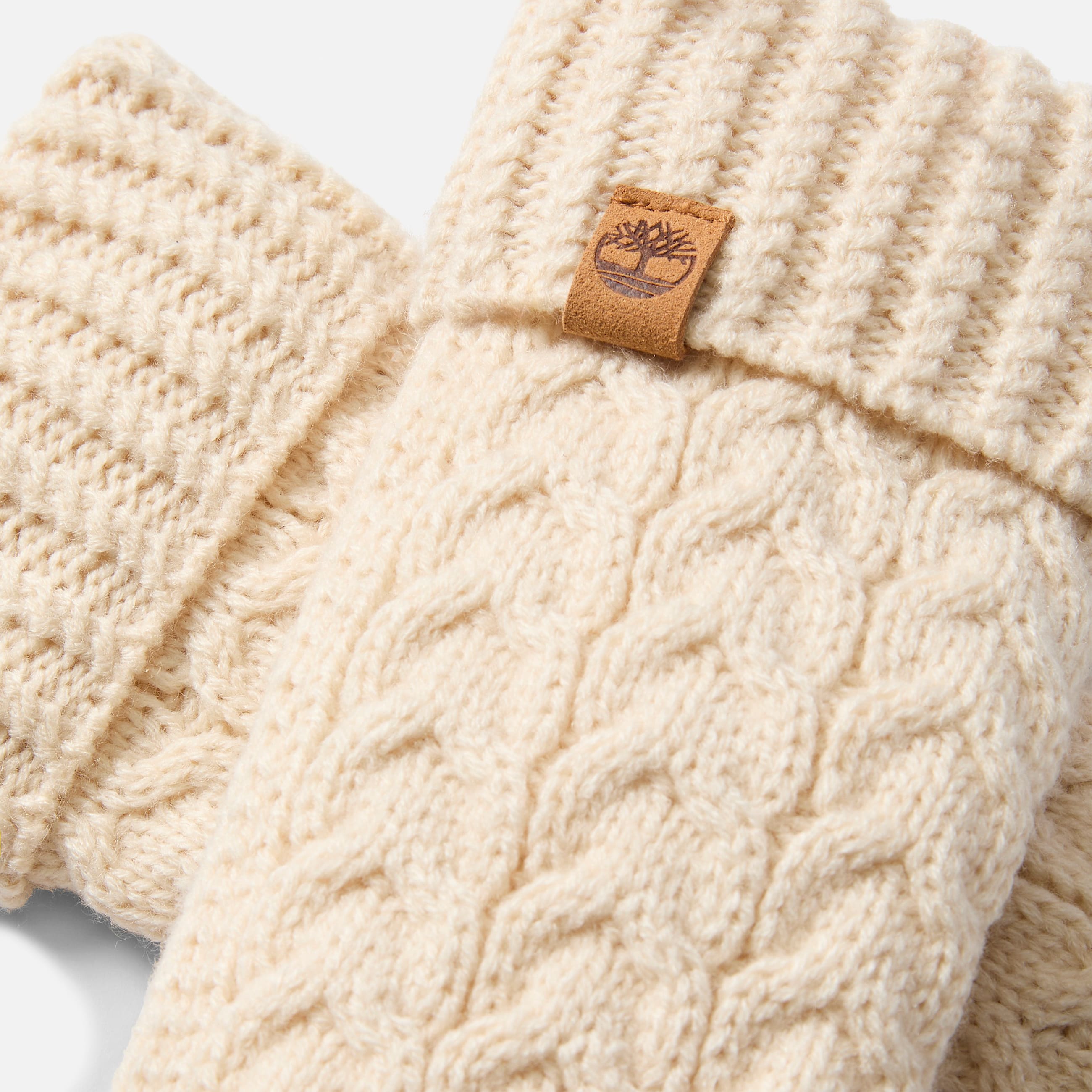 Mitones de punto trenzado para mujer TBL Blanco ahumado ALT1