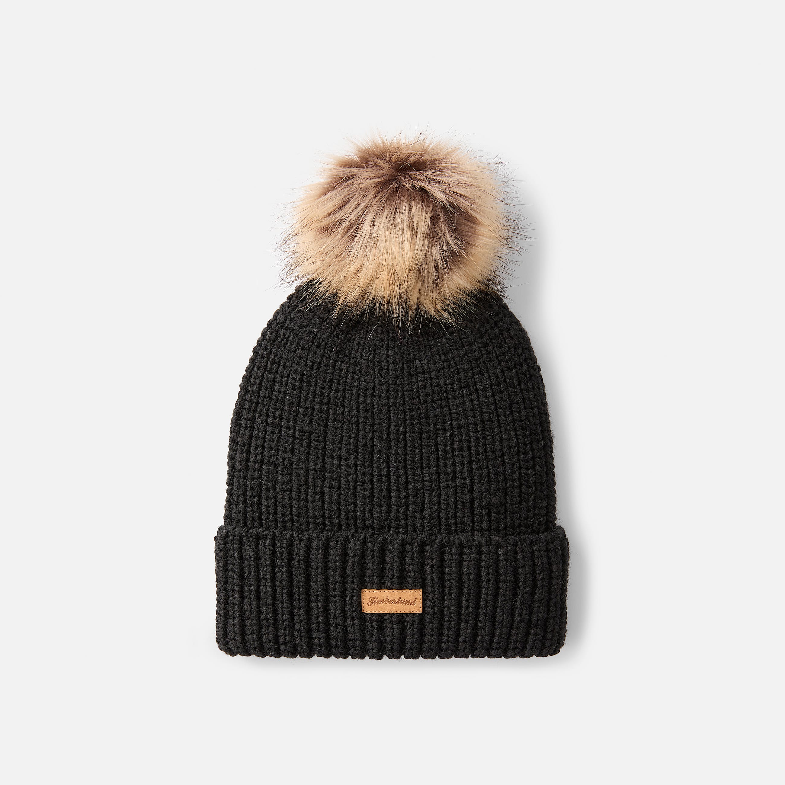 Womens Chunky Knit Pom Beanie TBL Black HERO