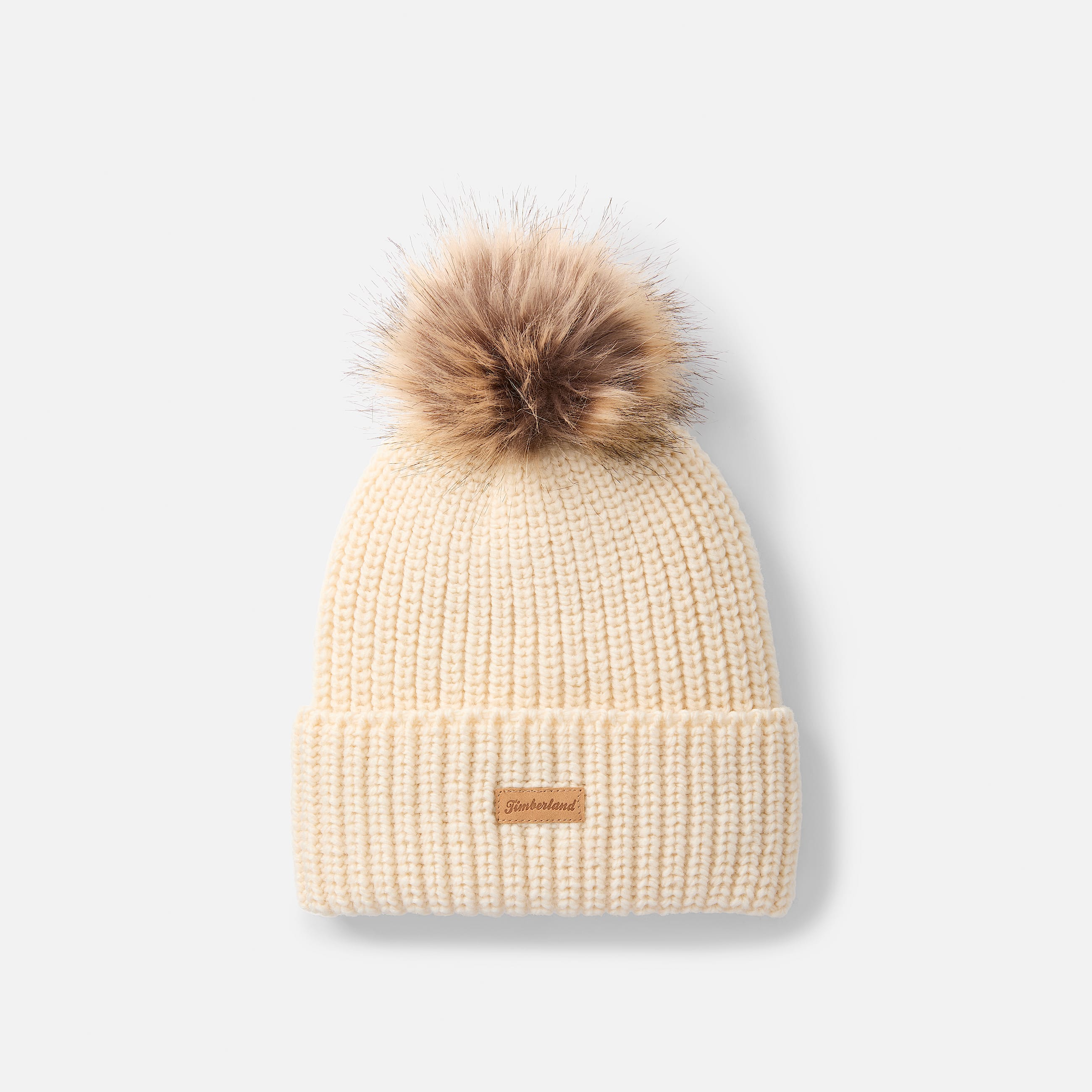 Womens Chunky Knit Pom Beanie TBL White Smoke HERO