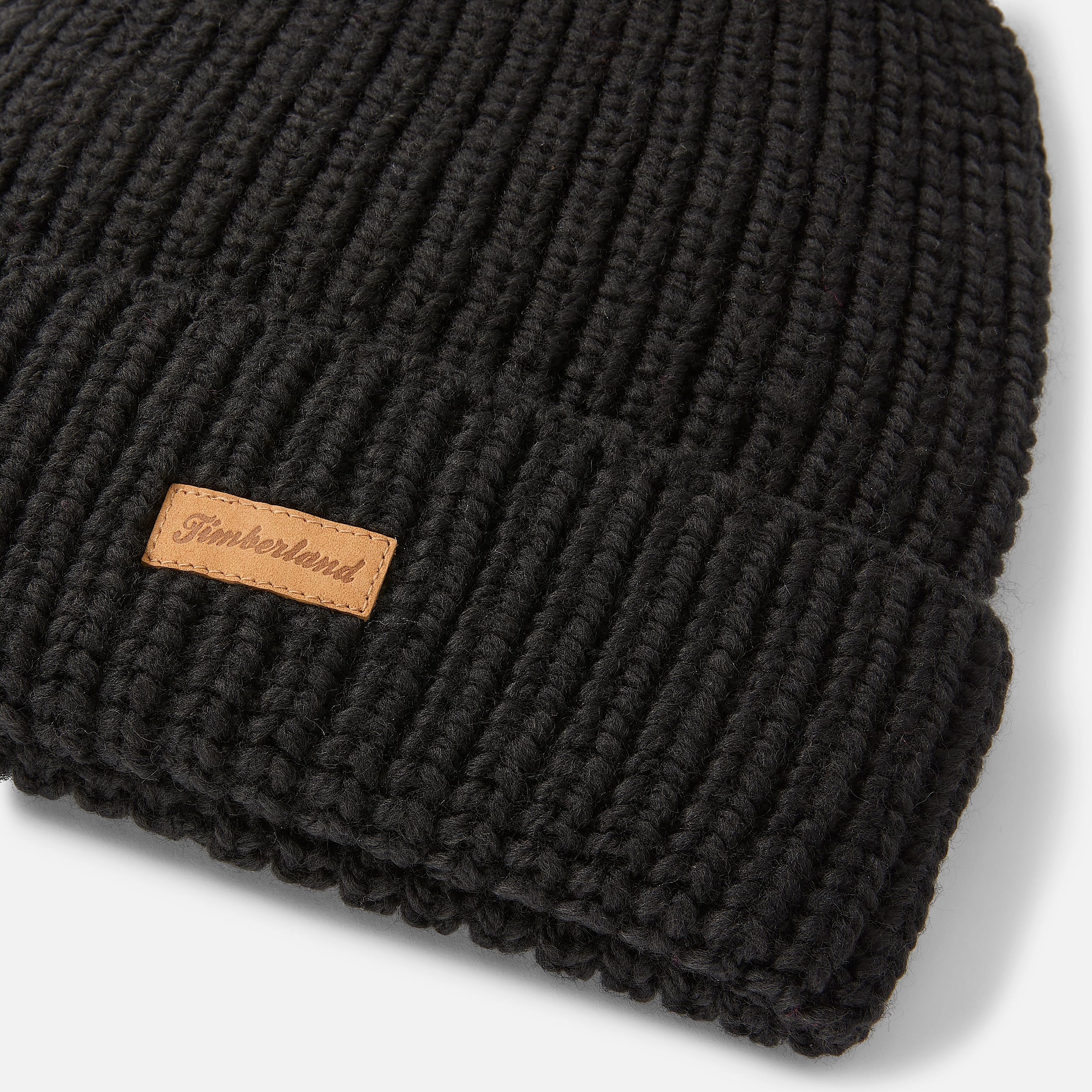 Womens Chunky Knit Pom Beanie TBL Black ALT1