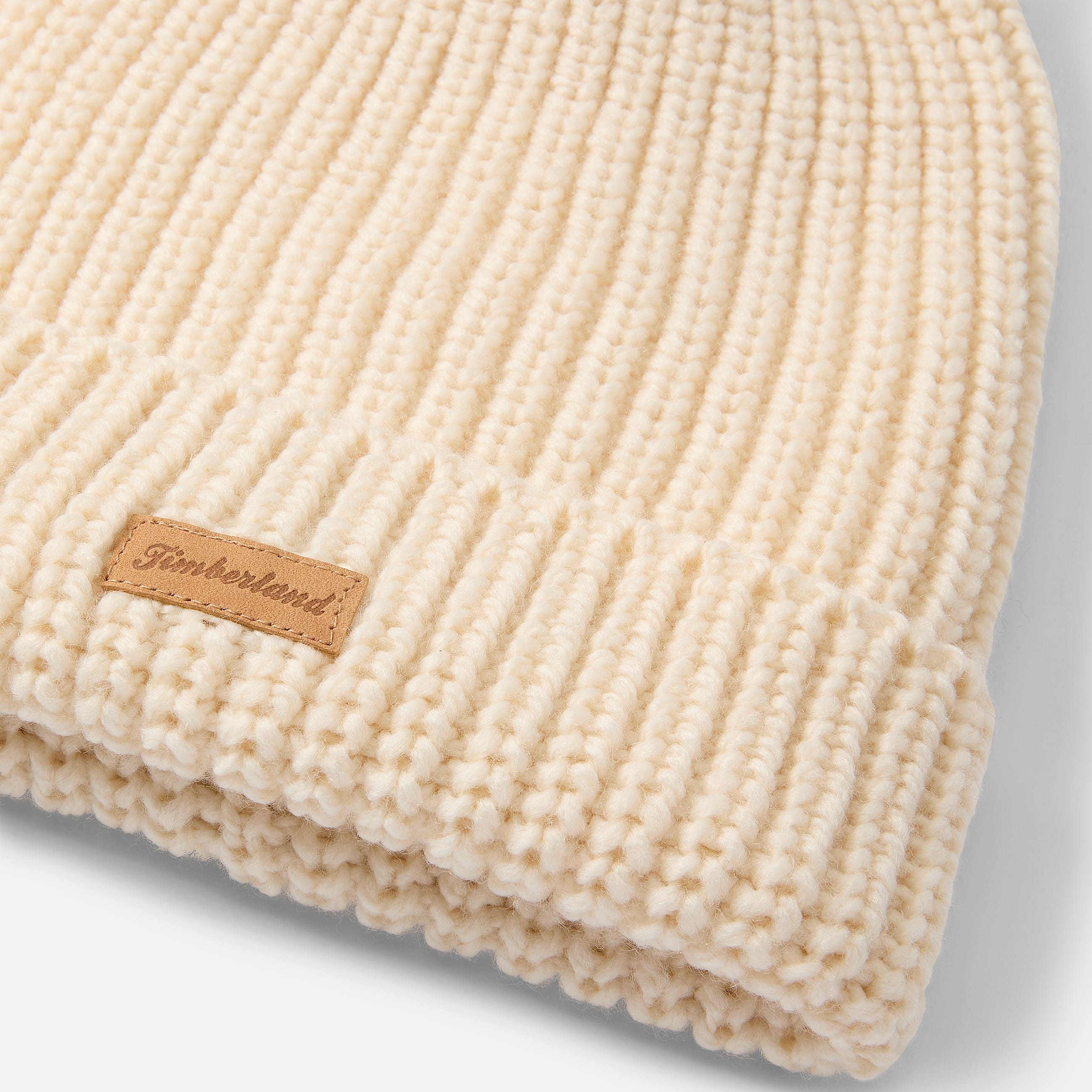 Womens Chunky Knit Pom Beanie TBL White Smoke ALT1