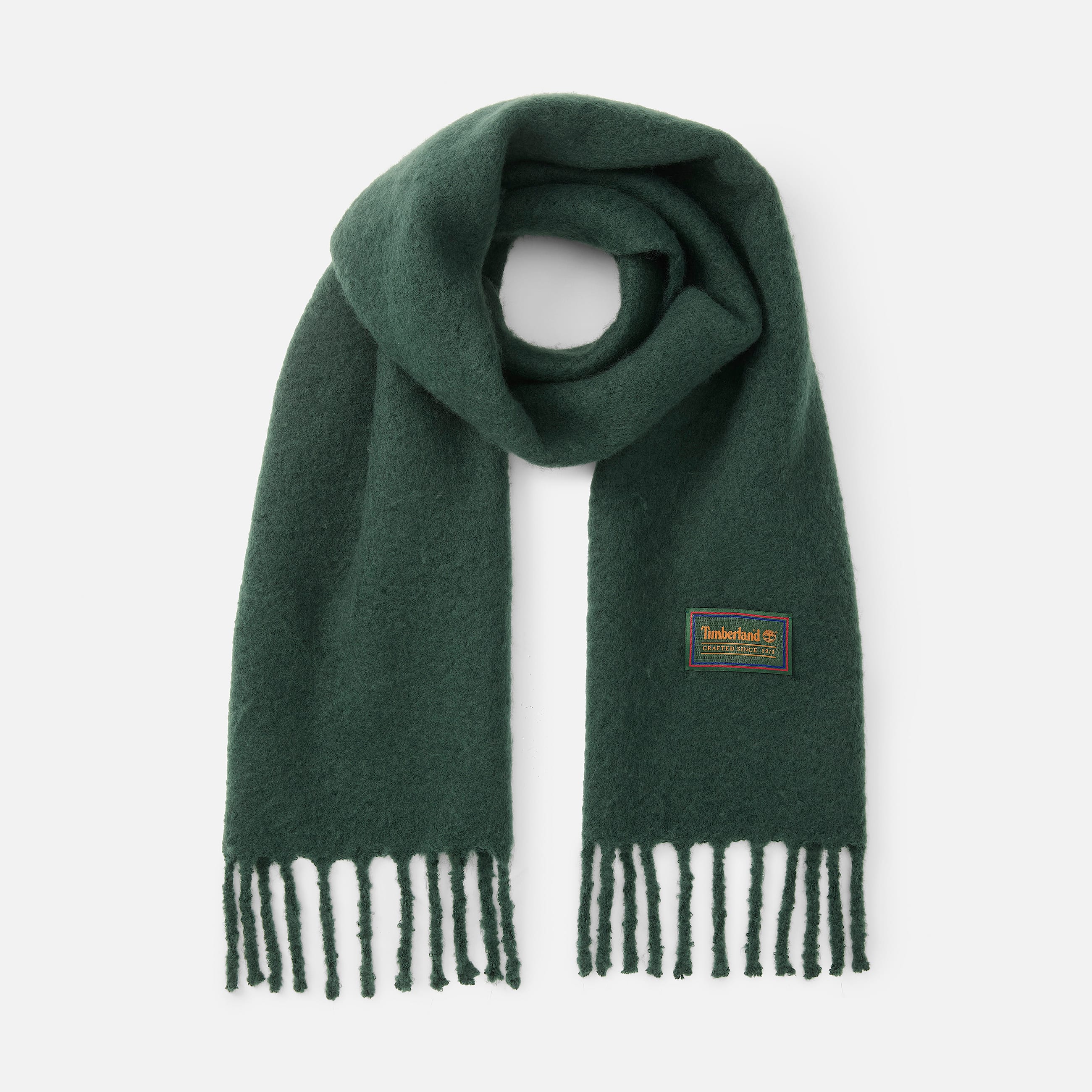 Womens Woven Tassel Scarf TBL Darkest Green HERO