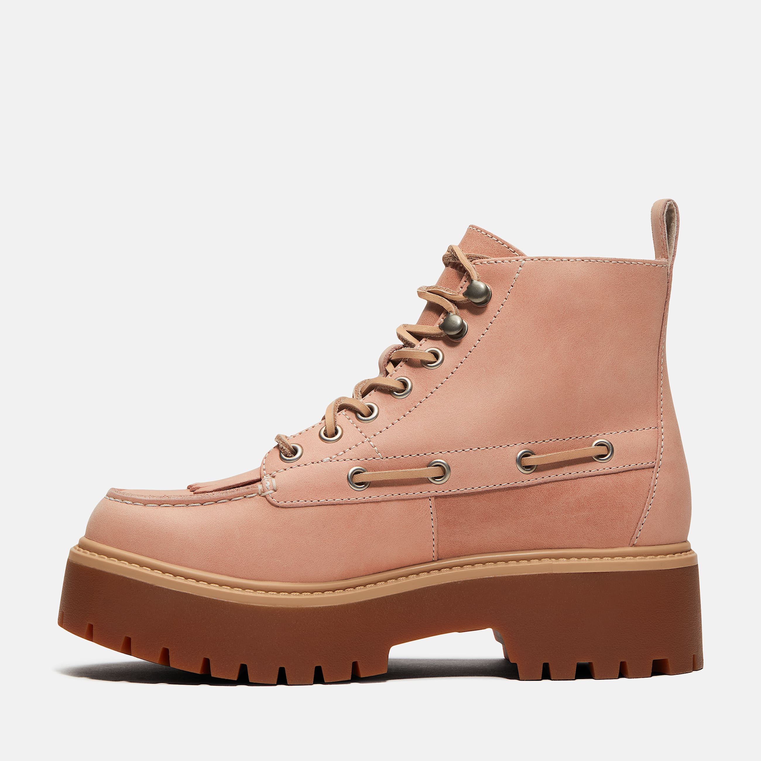 Botas con plataforma y agujetas Stone Street para Mujer TBL Piel de grano entero rosa claro ALT6