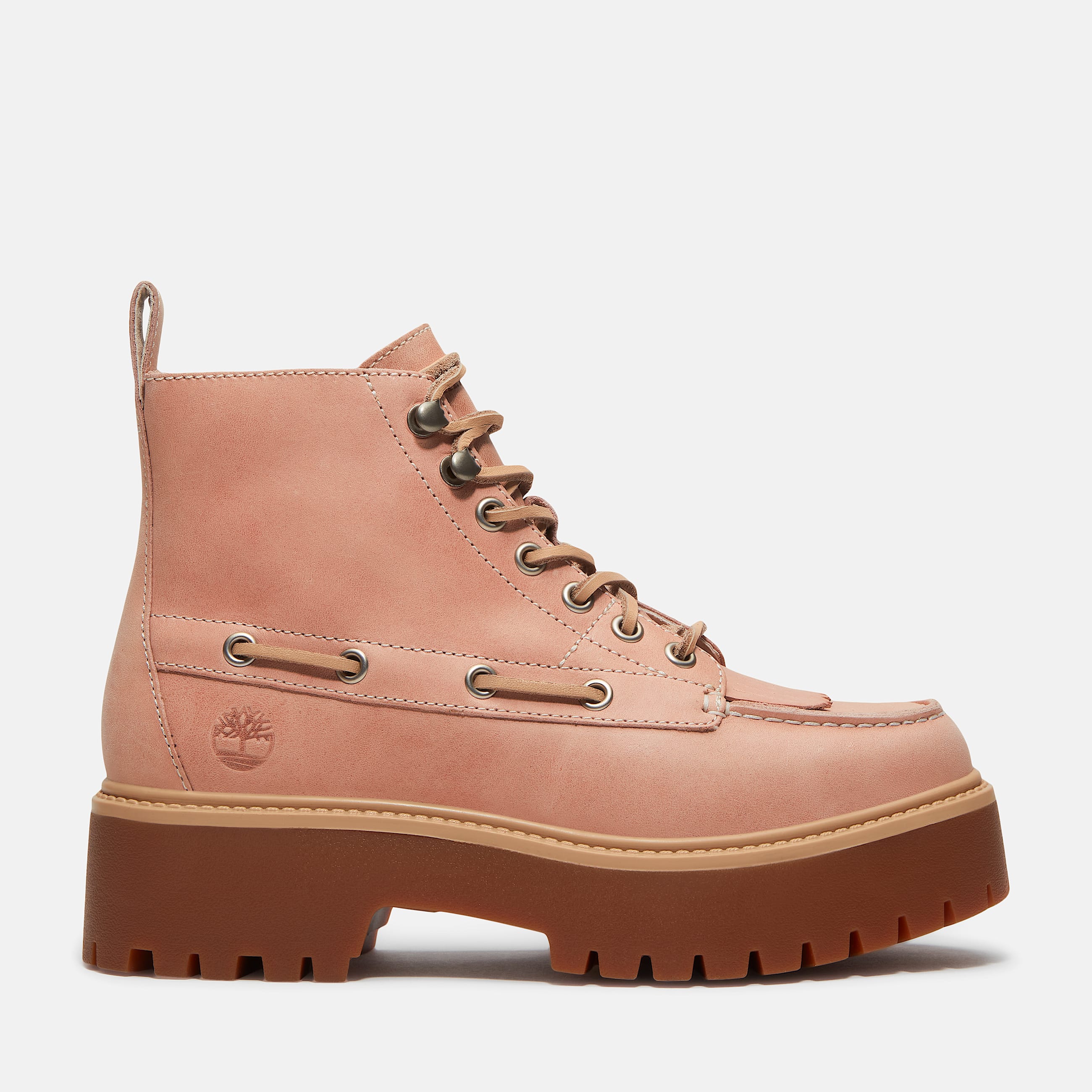 Botas con plataforma y agujetas Stone Street para Mujer TBL Piel de grano entero rosa claro HERO