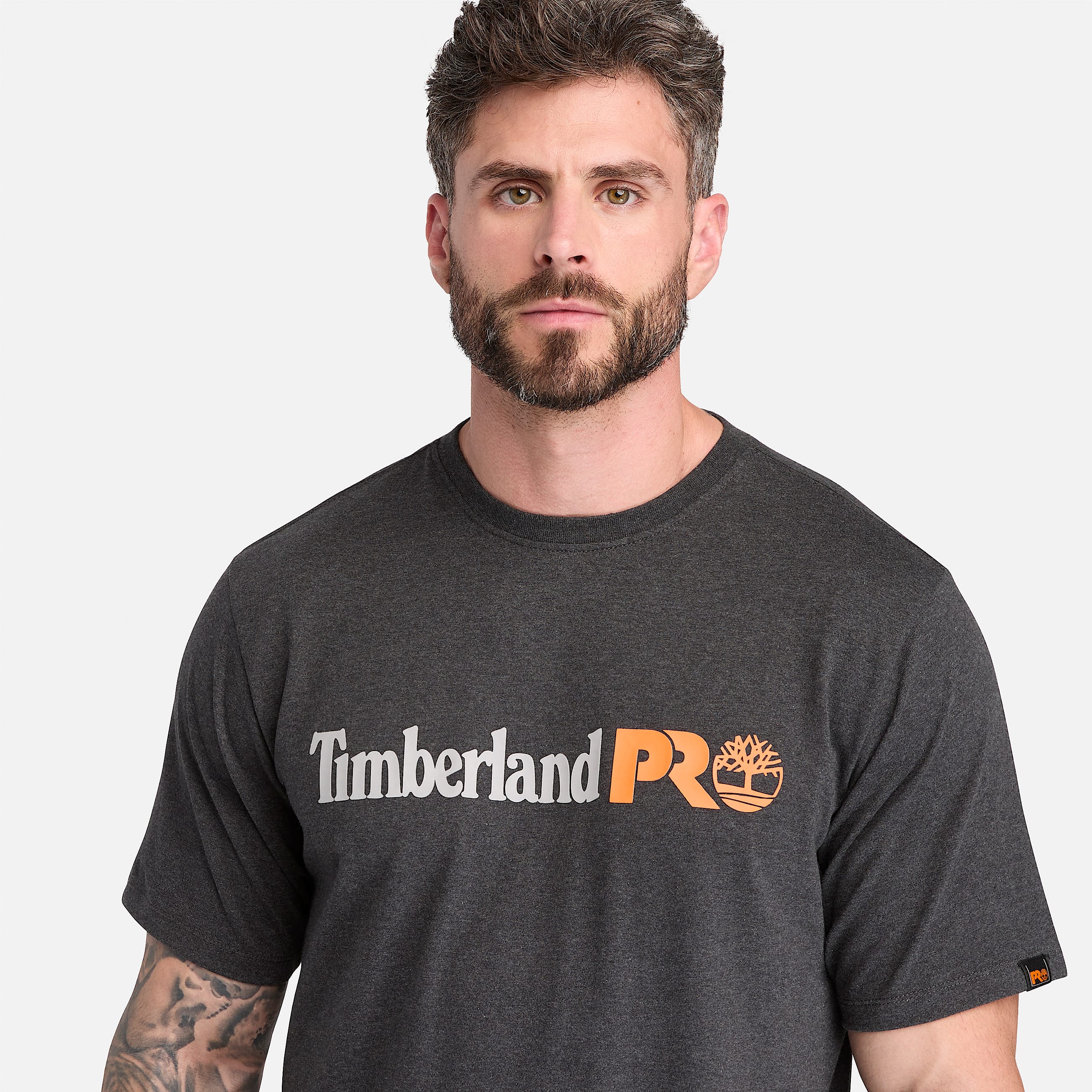Mens Timberland PRO Logo ShortSleeve TShirt TBL Black Heather ALT3