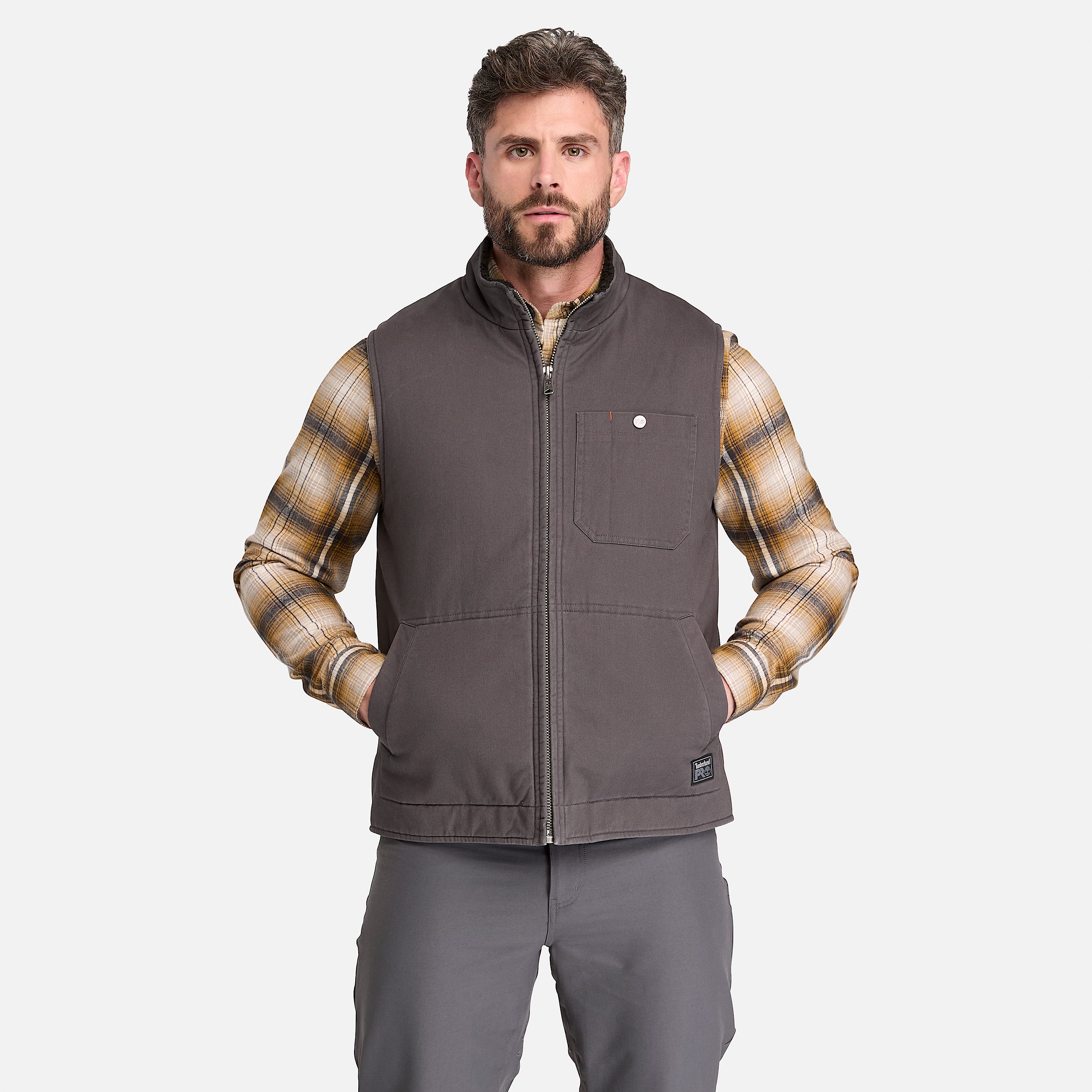 Mens Timberland PRO FleeceLined Twill Vest TBL Asphalt ALT1