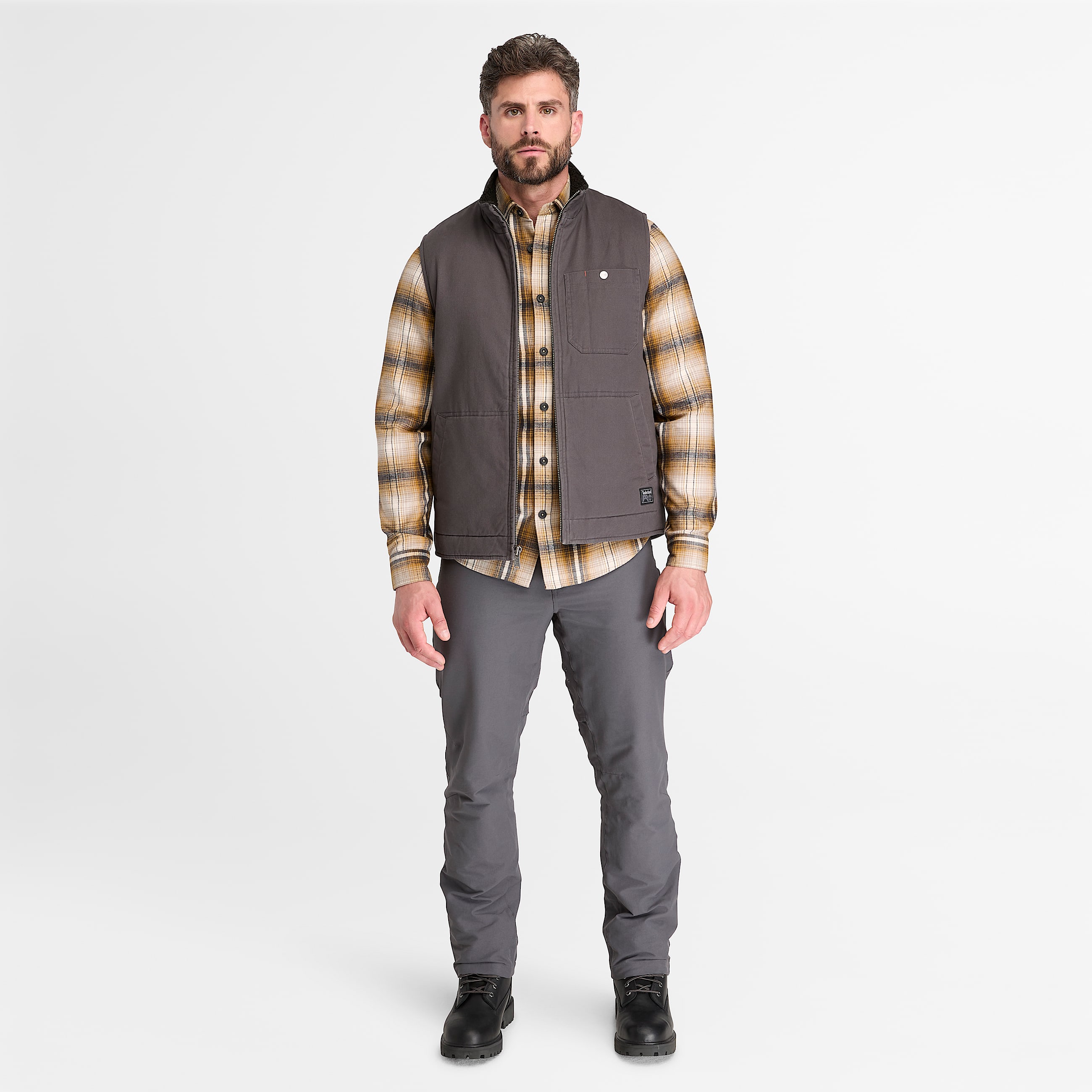 Mens Timberland PRO FleeceLined Twill Vest TBL Asphalt ALT2