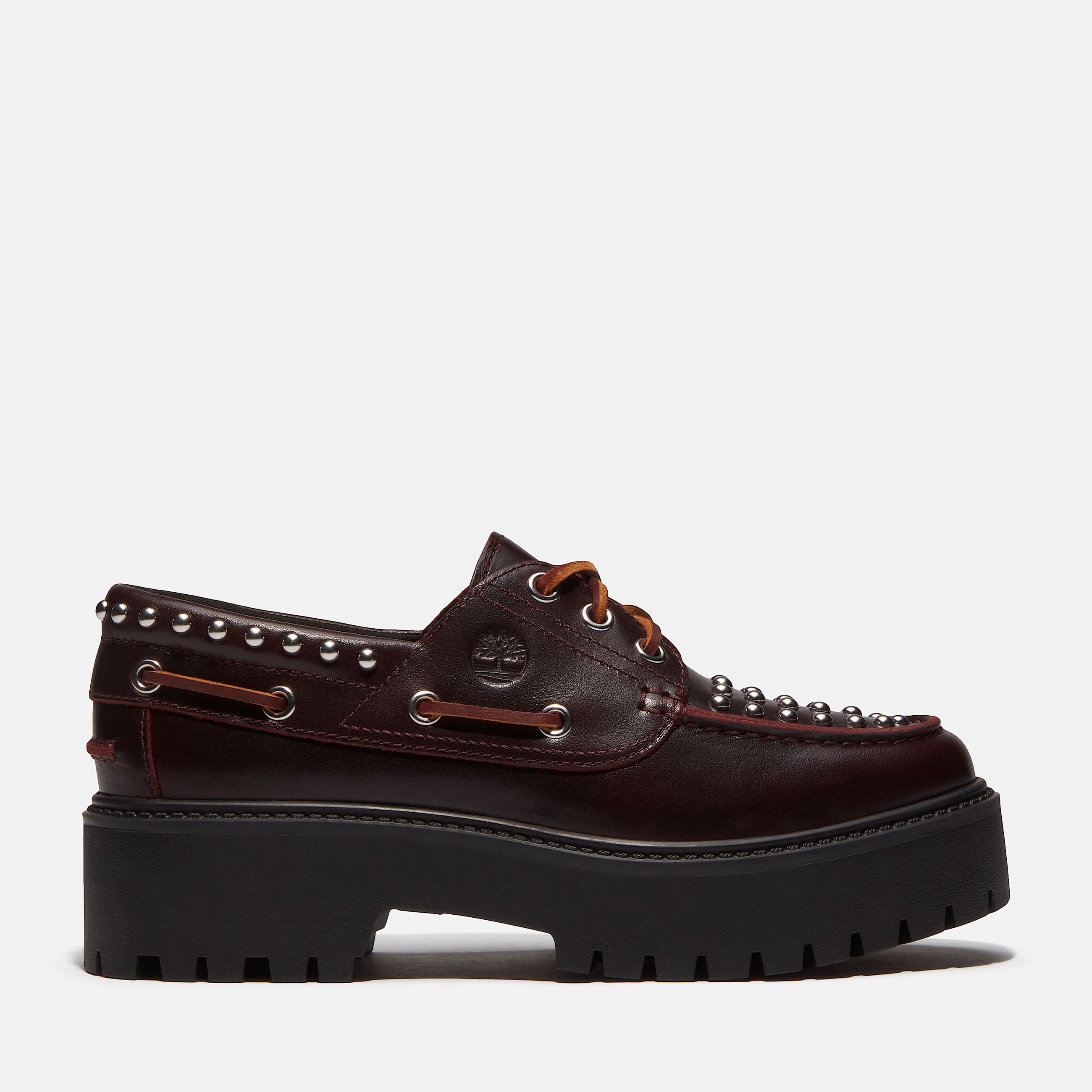 Womens Stone Street Platform Boat Shoe TBL Burgundy FullGrain HERO
