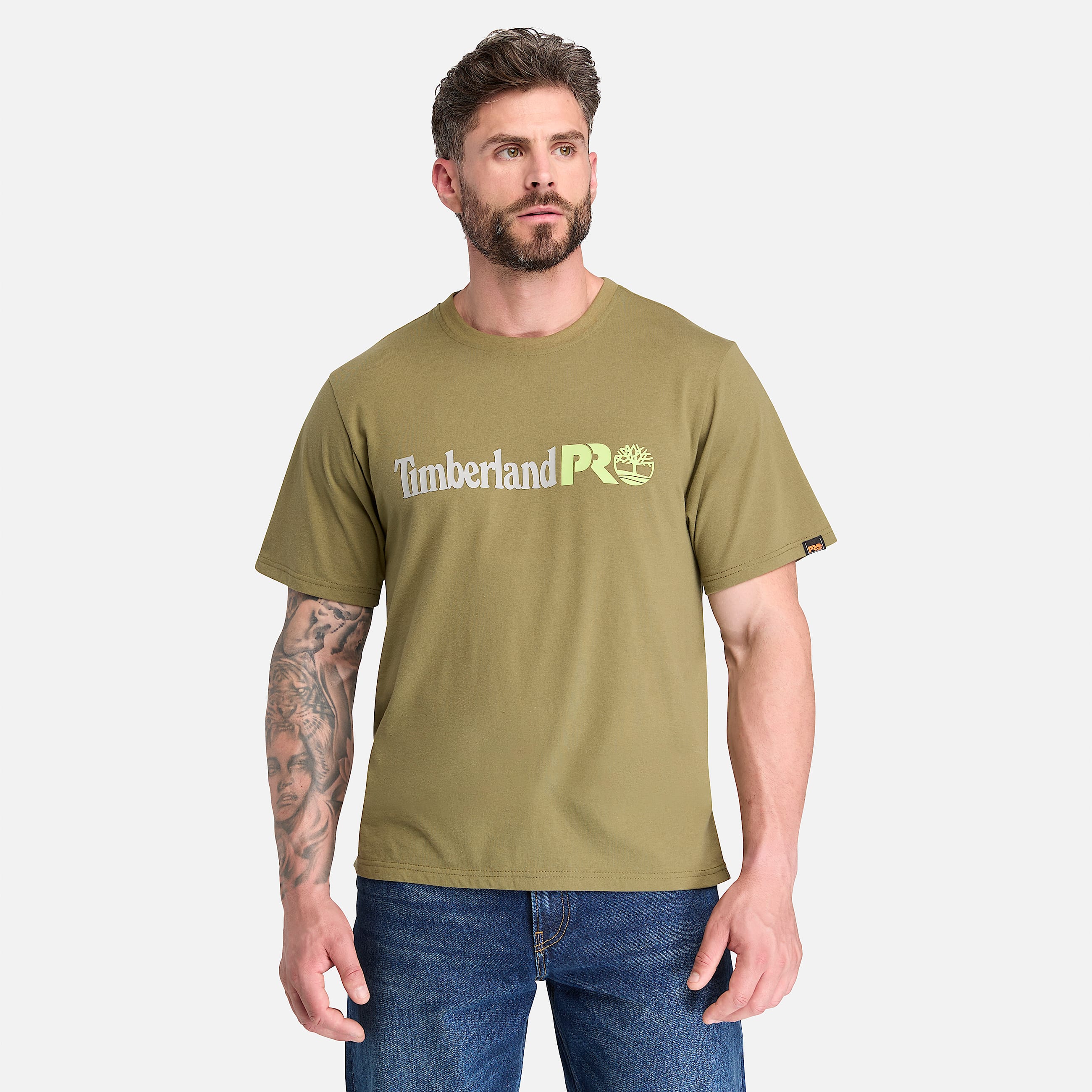 Mens Timberland PRO Logo ShortSleeve TShirt TBL Burnt Olive ALT1