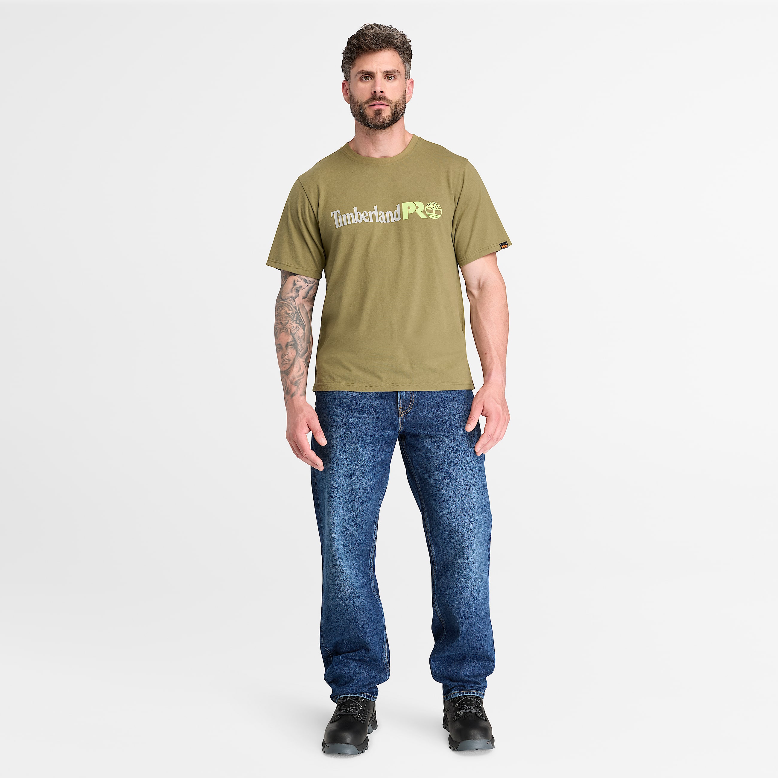 Mens Timberland PRO Logo ShortSleeve TShirt TBL Burnt Olive ALT2