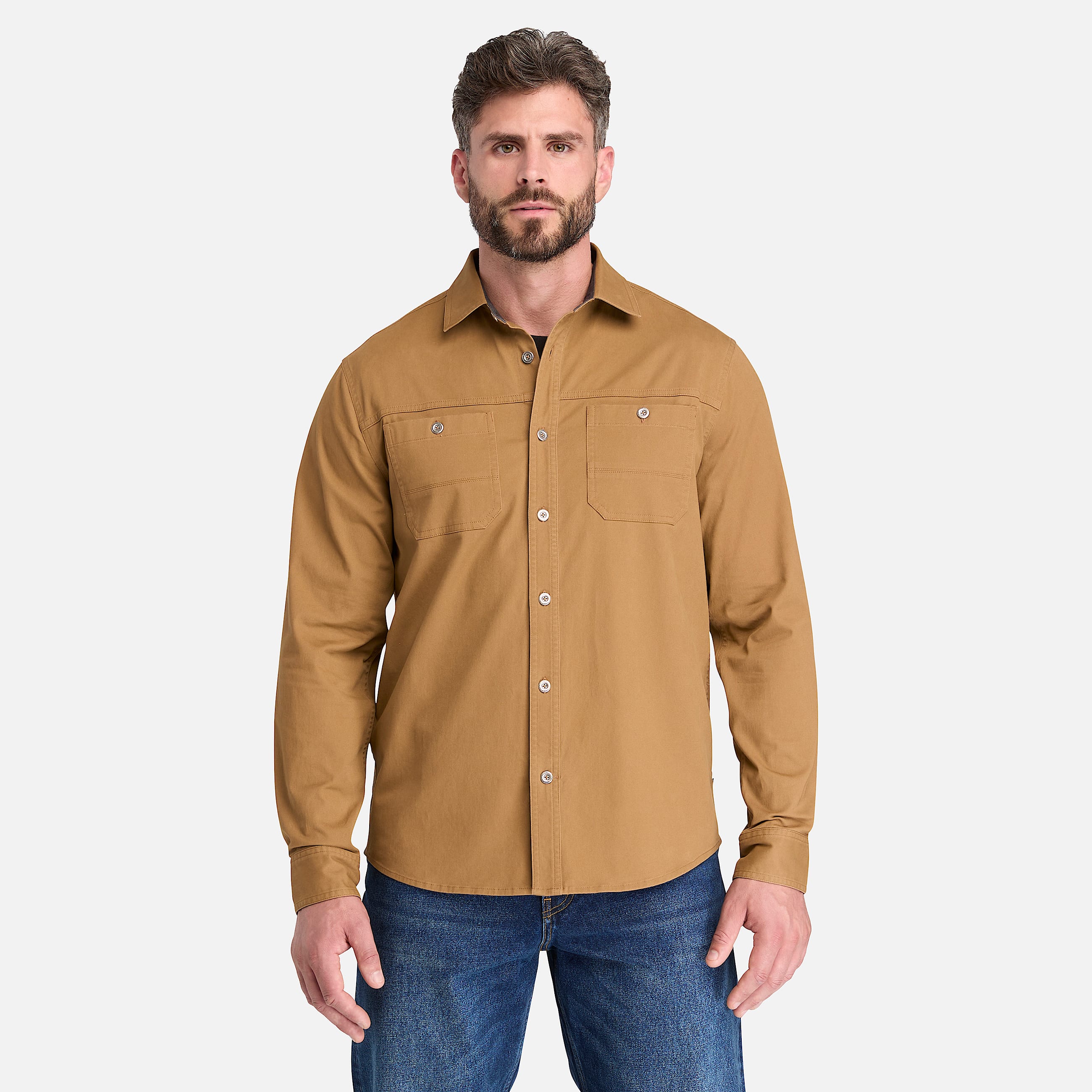 Mens Timberland PRO Stretch Twill Work Shirt TBL Dark Wheat ALT1