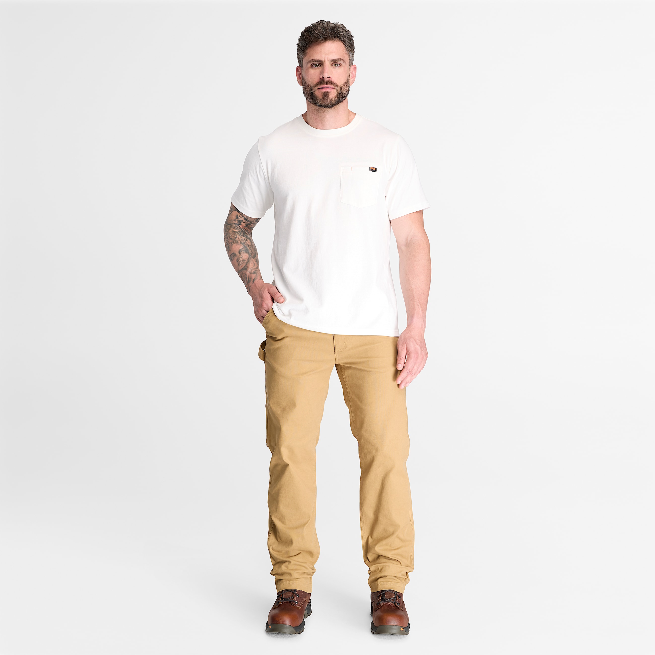Mens Timberland PRO ShortSleeve Pocket TShirt TBL White ALT2