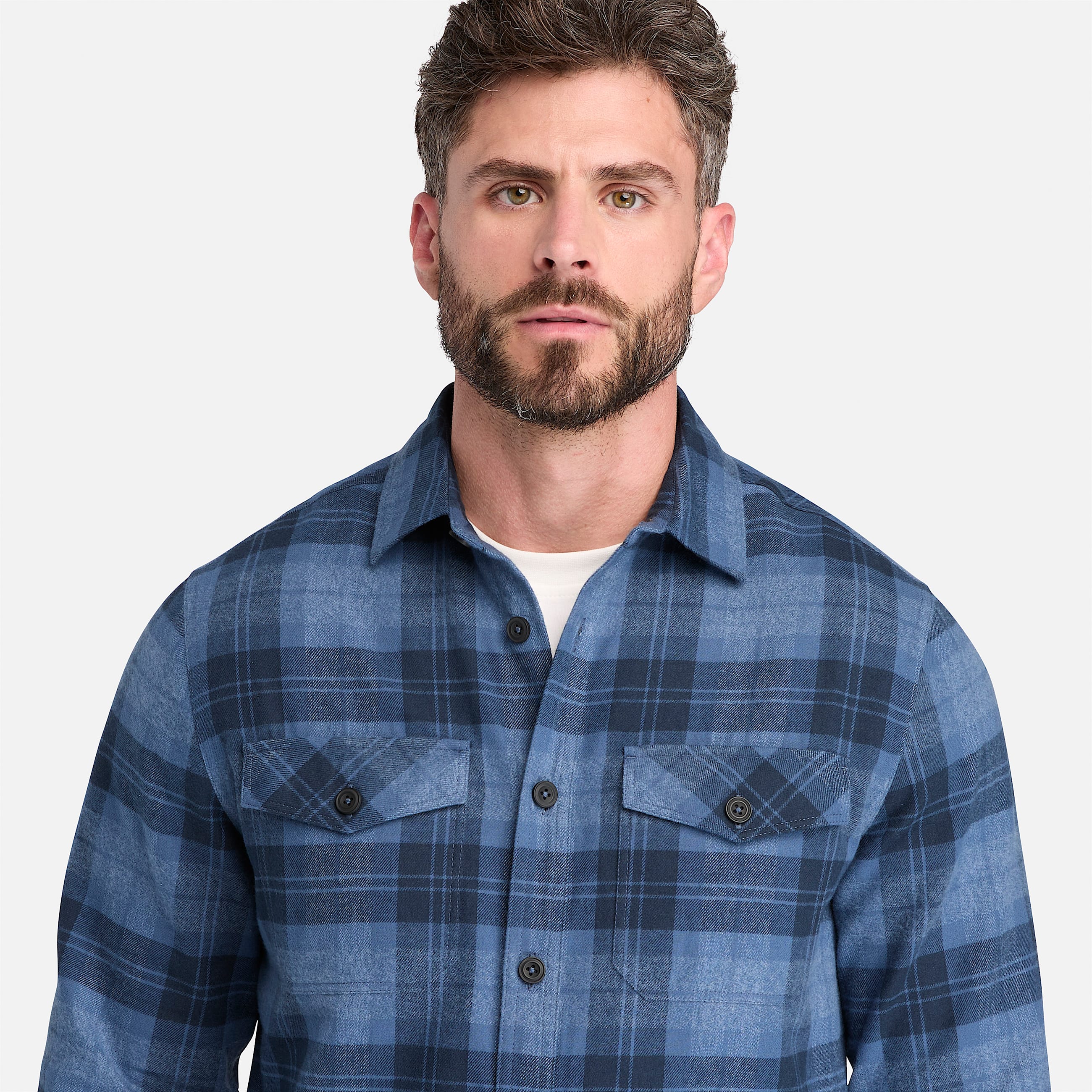Mens Timberland PRO Double Pocket Flannel Shirt TBL Navy ALT3