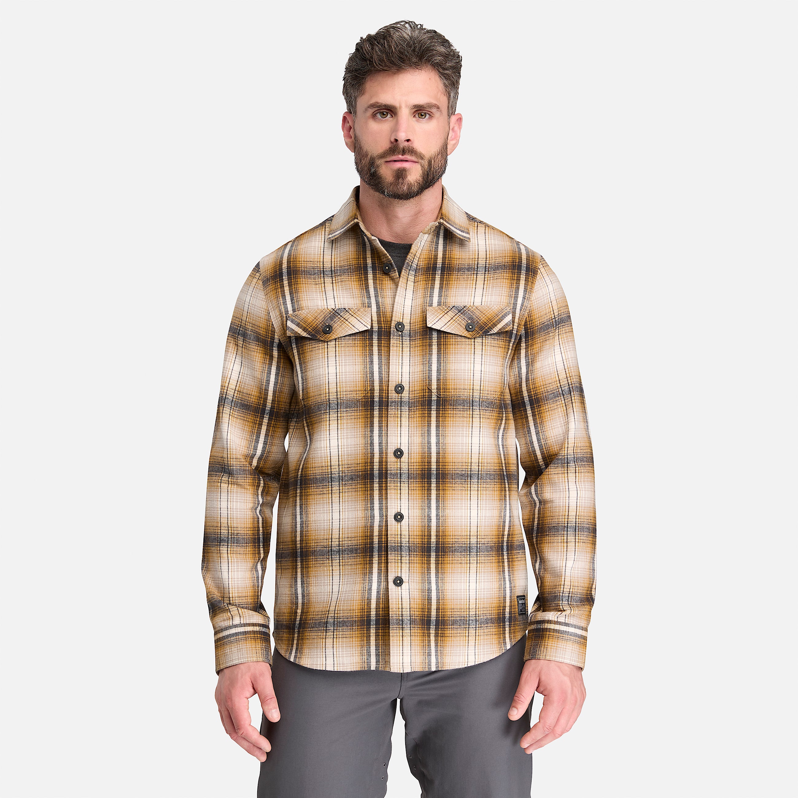 Mens Timberland PRO Double Pocket Flannel Shirt TBL Tan ALT1