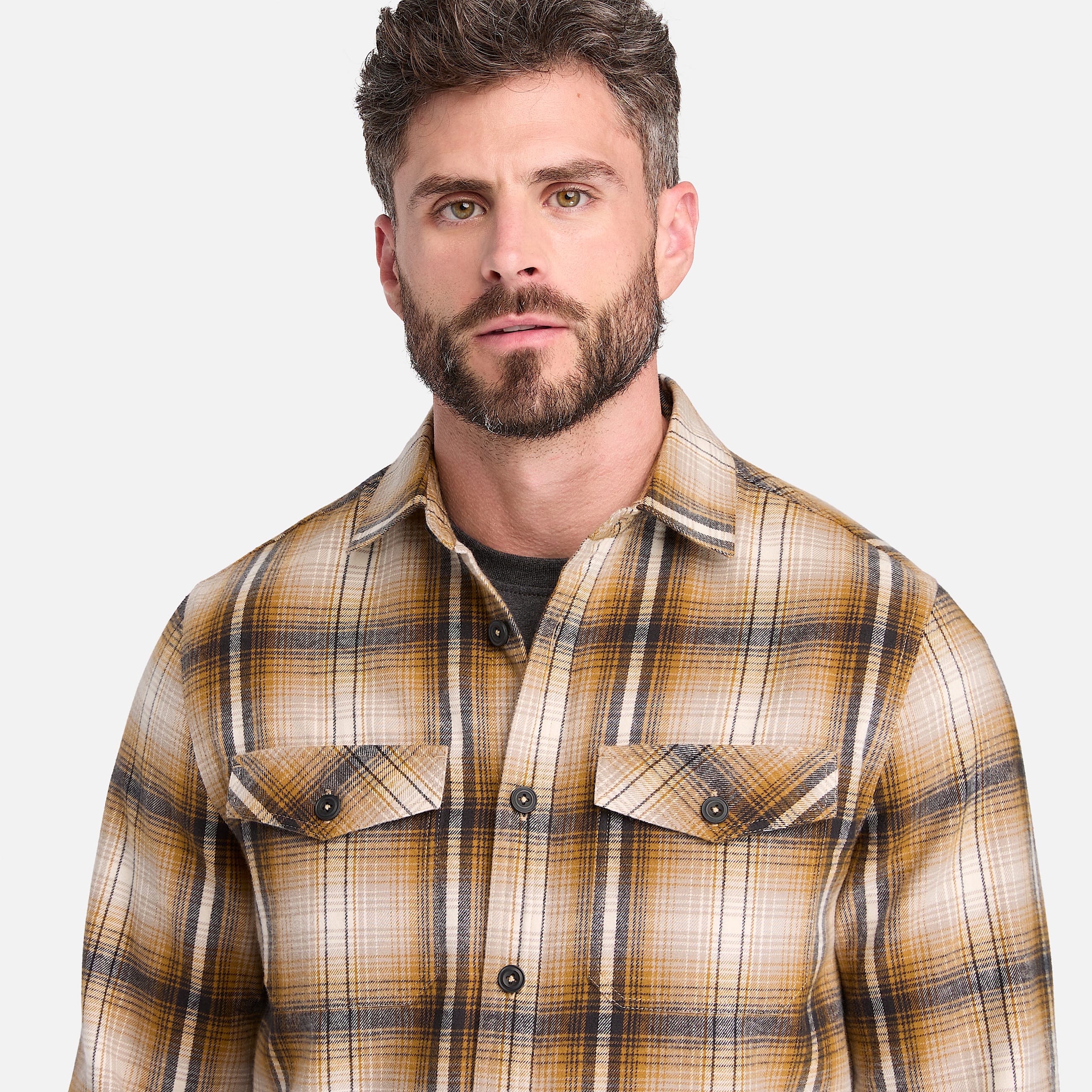 Mens Timberland PRO Double Pocket Flannel Shirt TBL Tan ALT3