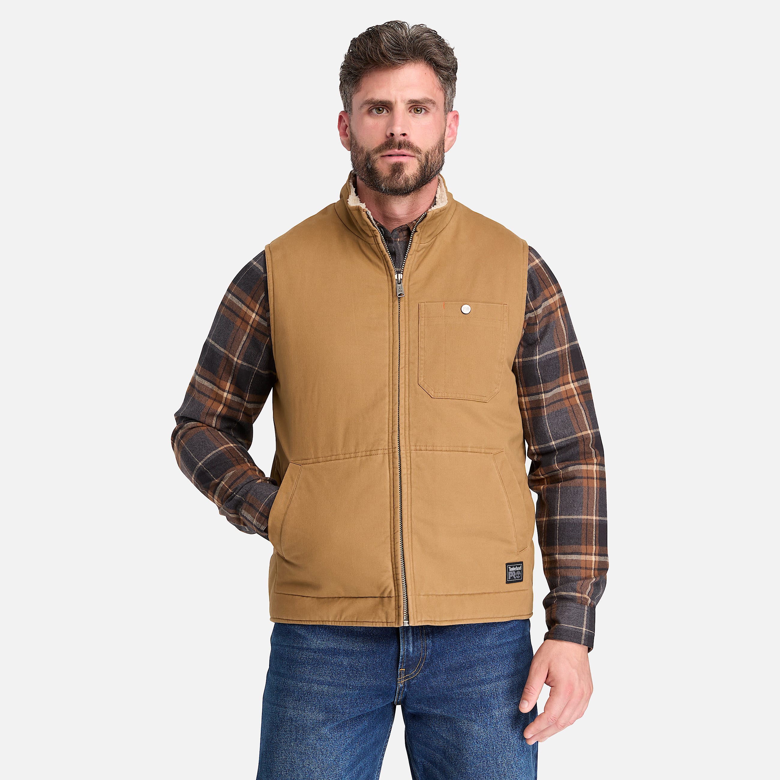 Mens Timberland PRO FleeceLined Twill Vest TBL Dark Wheat ALT1