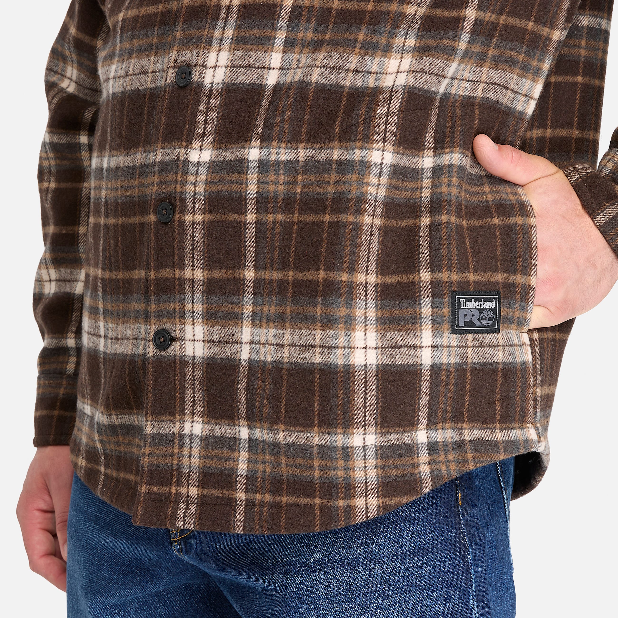 Mens Timberland PRO FleeceBonded Flannel Overshirt TBL Brown ALT3