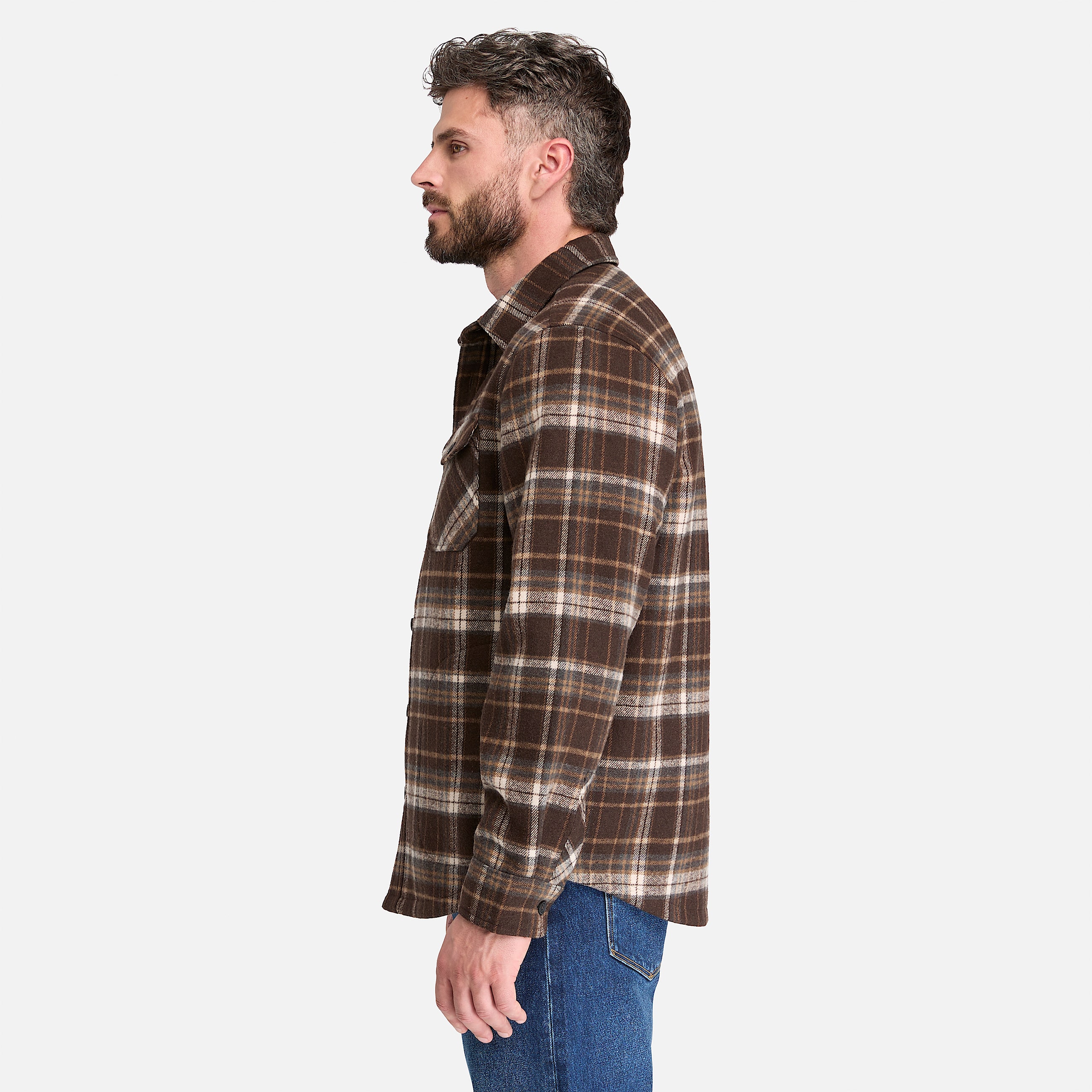 Mens Timberland PRO FleeceBonded Flannel Overshirt TBL Brown ALT7