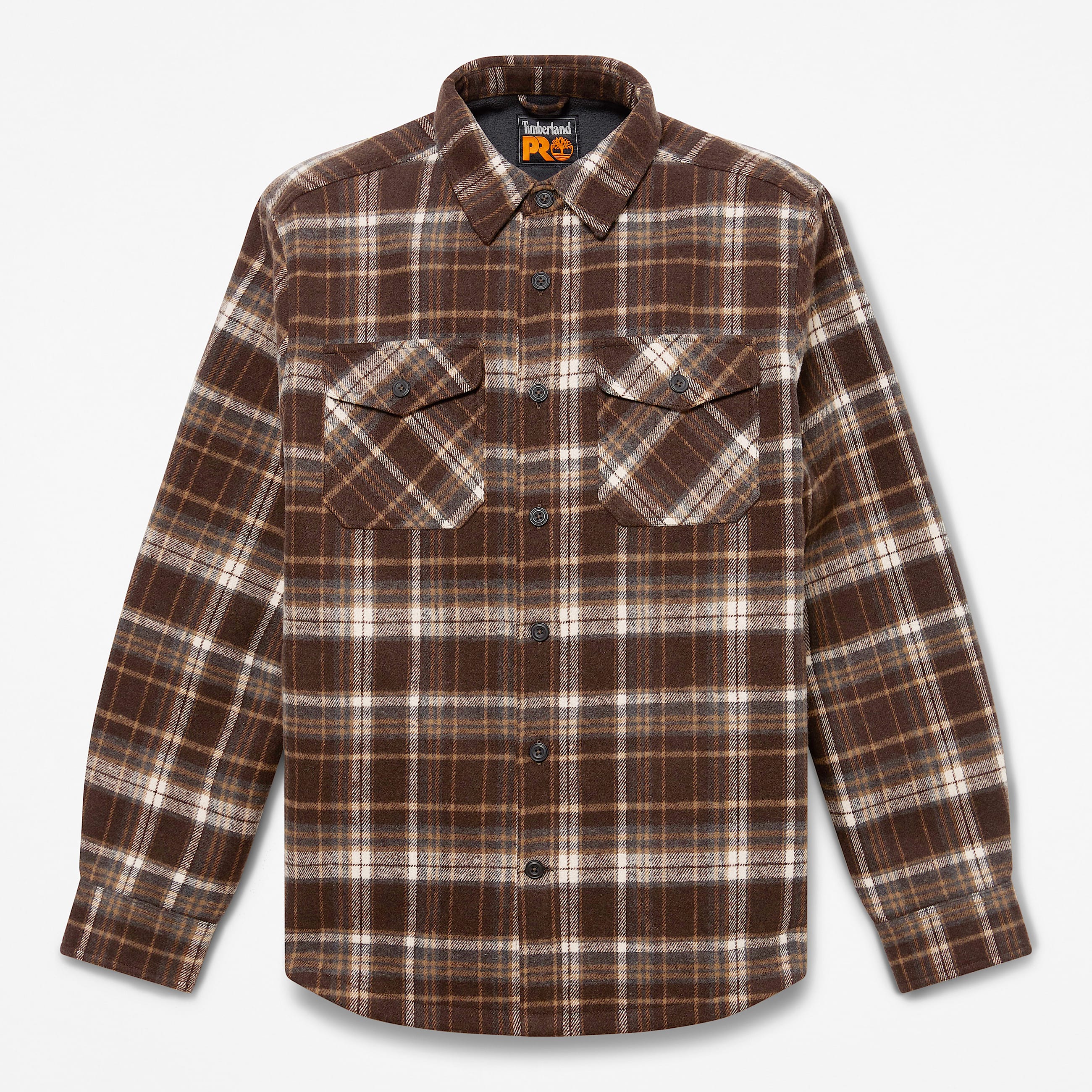 Mens Timberland PRO FleeceBonded Flannel Overshirt TBL Brown HERO