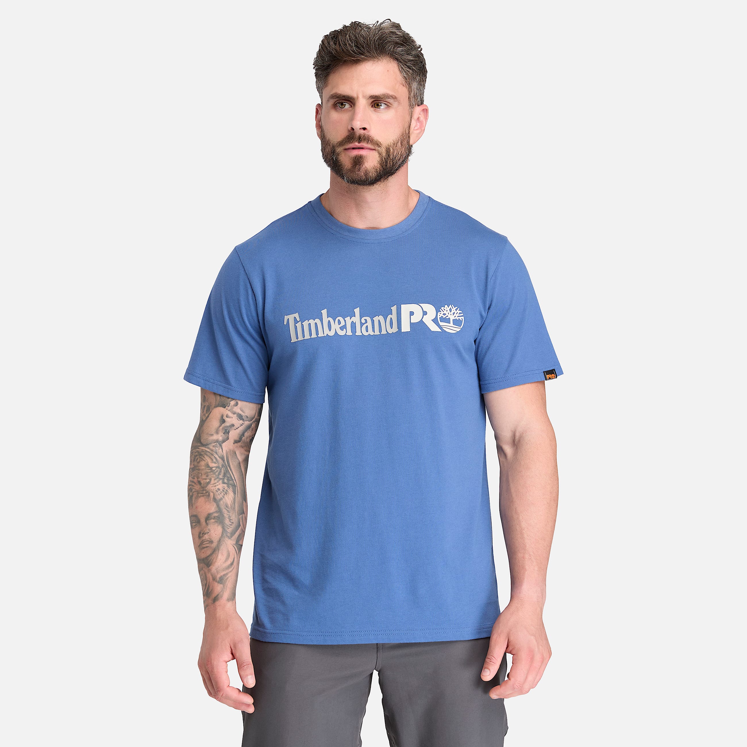 Mens Timberland PRO Logo ShortSleeve TShirt TBL True Navy ALT1
