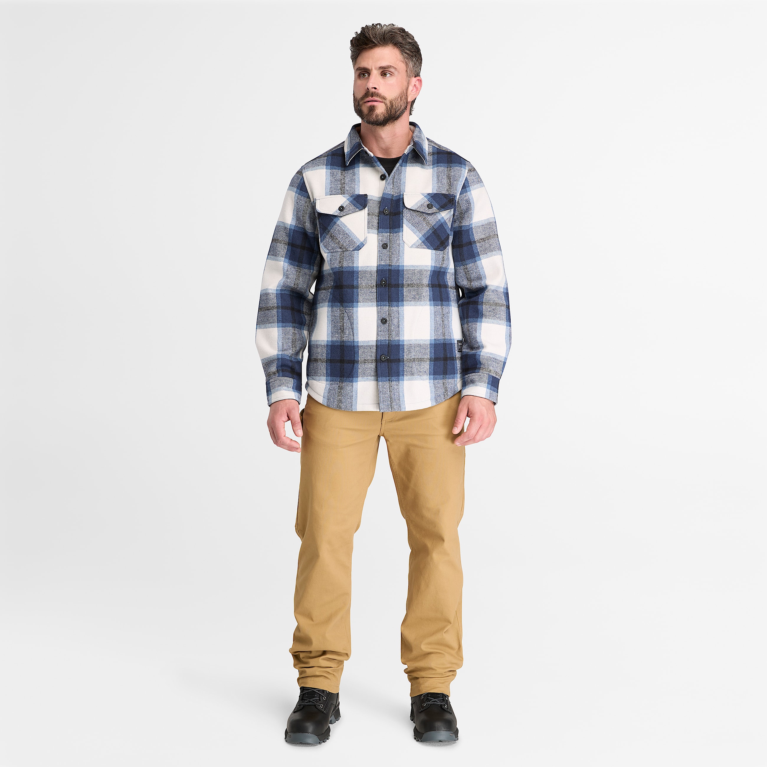 Mens Timberland PRO FleeceBonded Flannel Overshirt TBL Blue ALT2