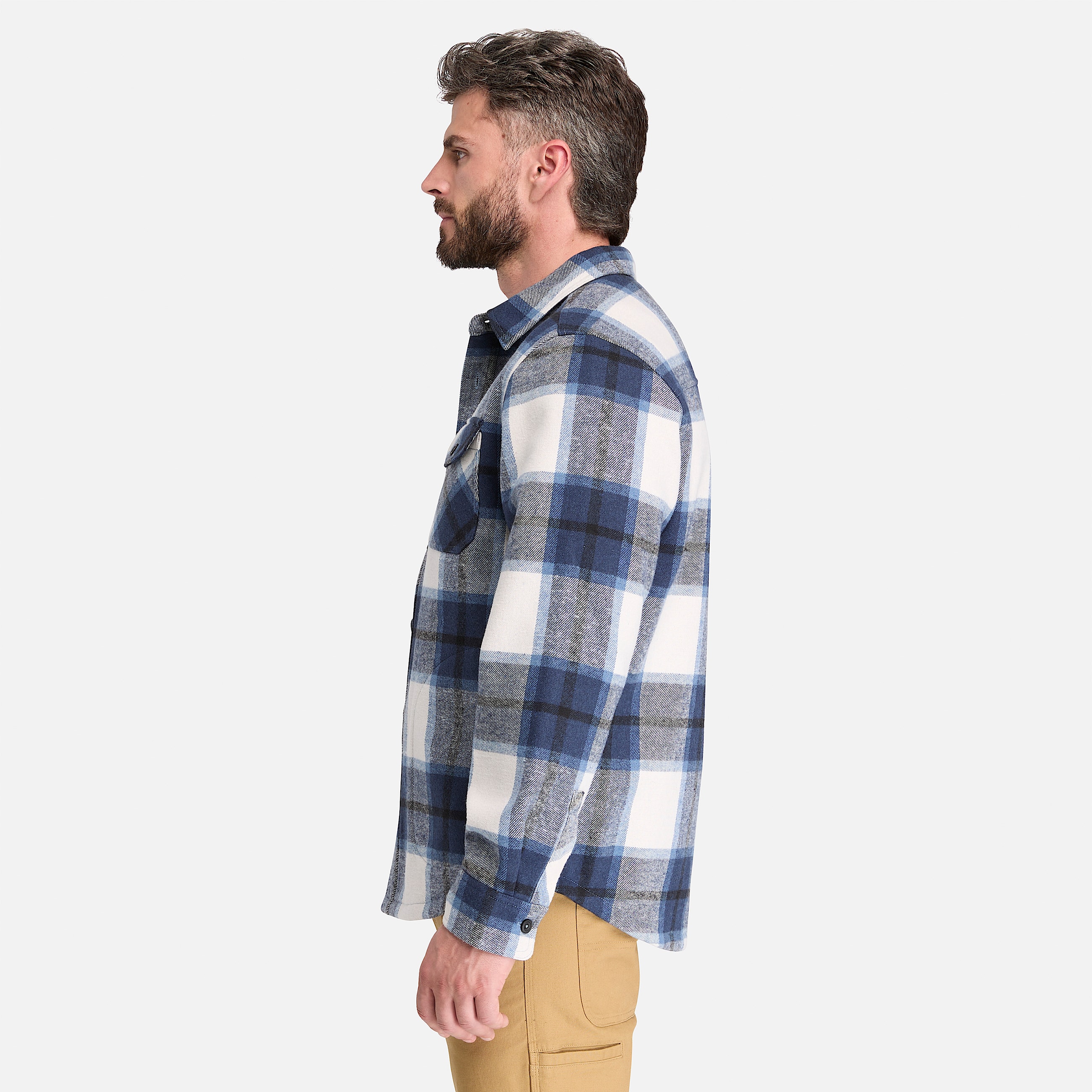 Mens Timberland PRO FleeceBonded Flannel Overshirt TBL Blue ALT7