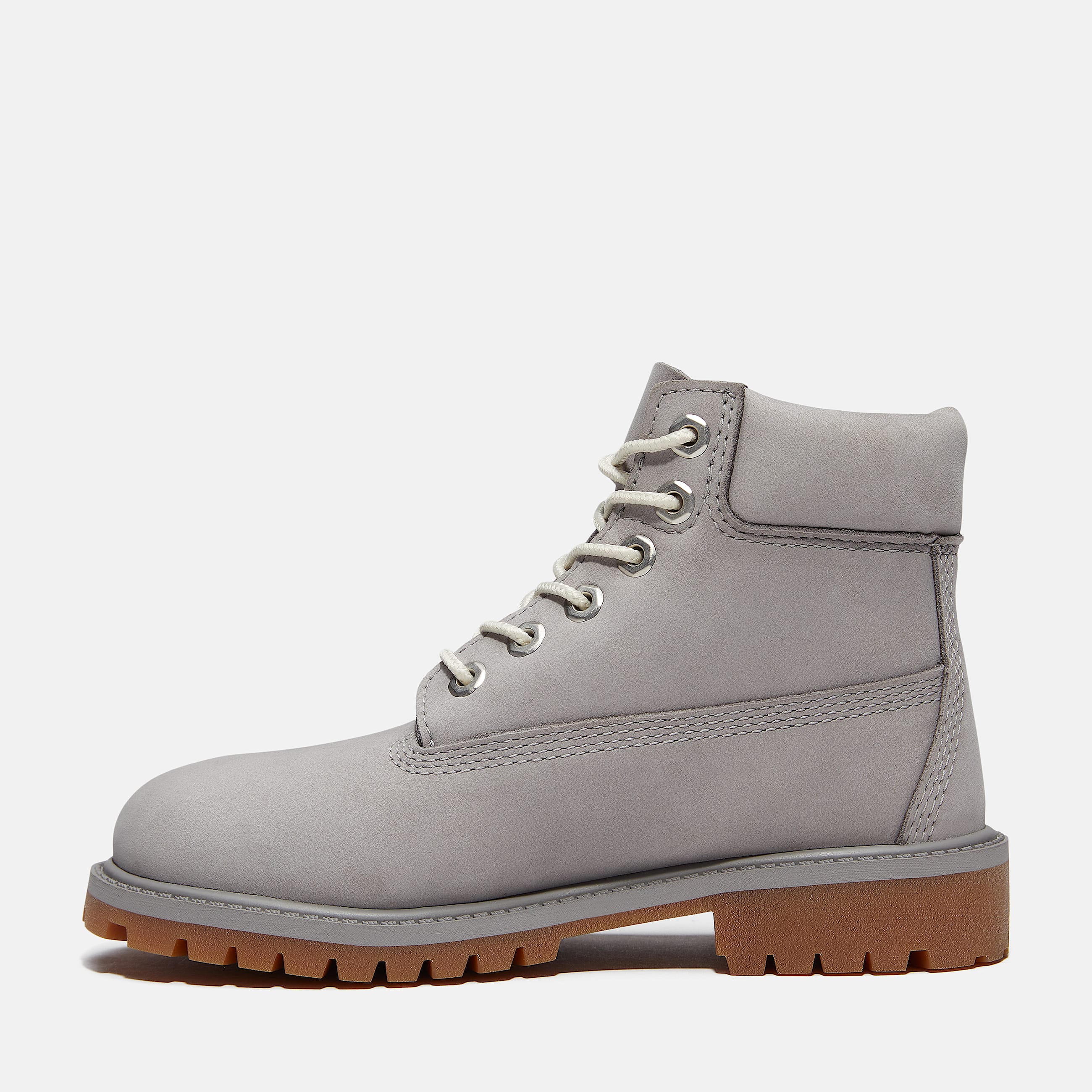 Junior Timberland Premium 6Inch Waterproof Boot TBL Medium Grey Nubuck ALT6