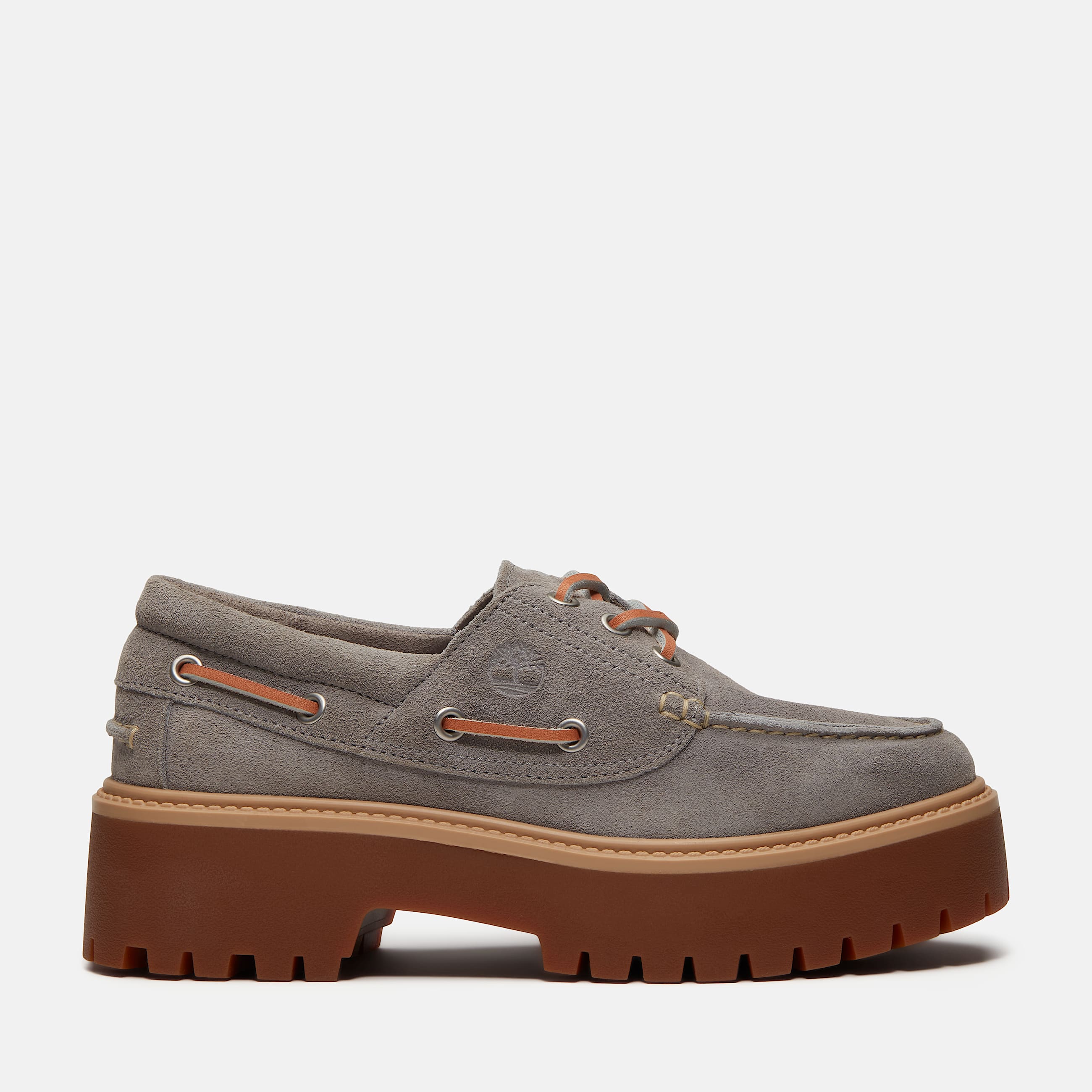 Womens Stone Street Platform Boat Shoe TBL Medium Grey Suede HERO