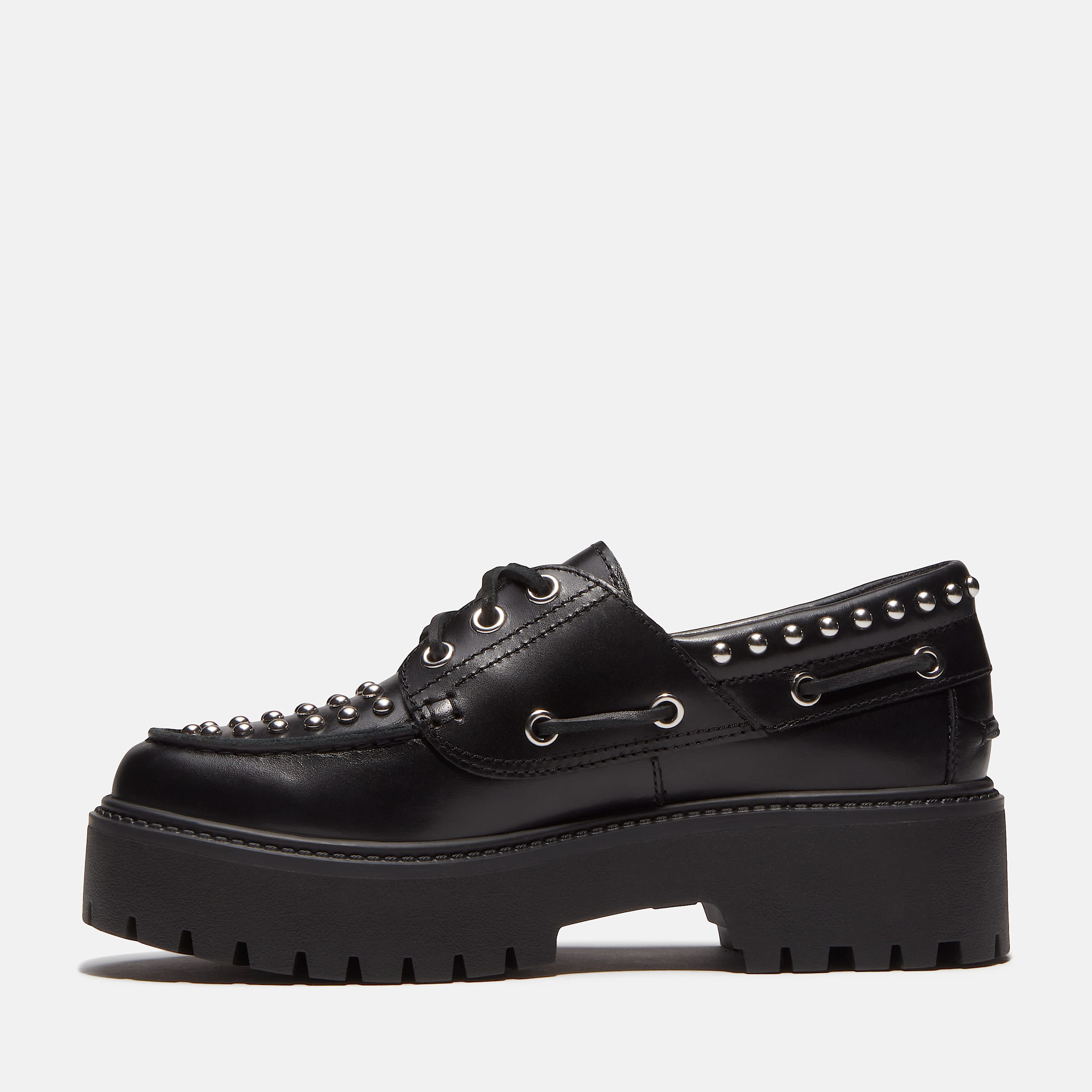 Womens Stone Street Platform Boat Shoe TBL Black FullGrain ALT6