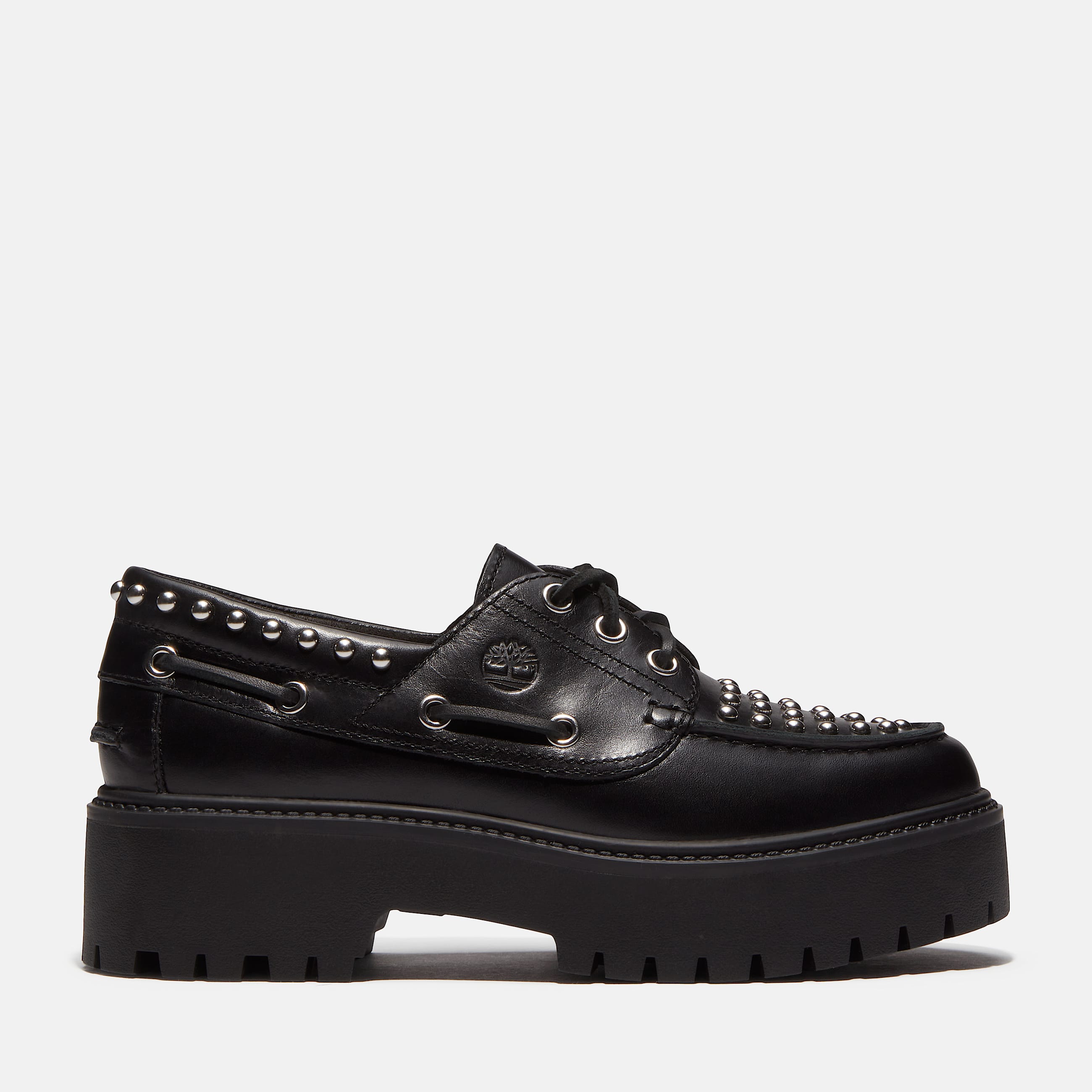 Womens Stone Street Platform Boat Shoe TBL Black FullGrain HERO
