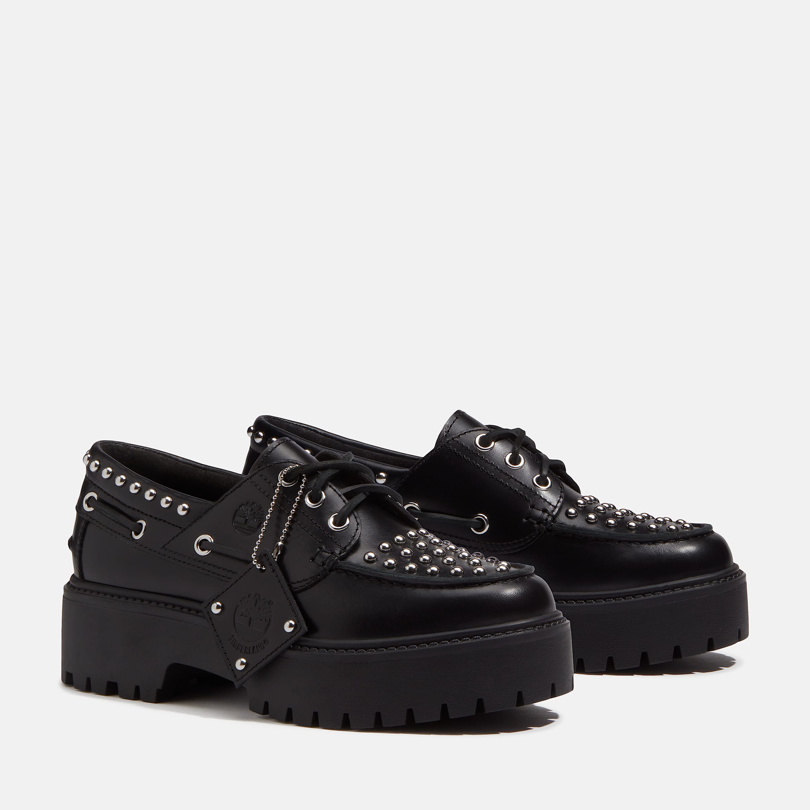 Womens Stone Street Platform Boat Shoe TBL Black FullGrain ALT4