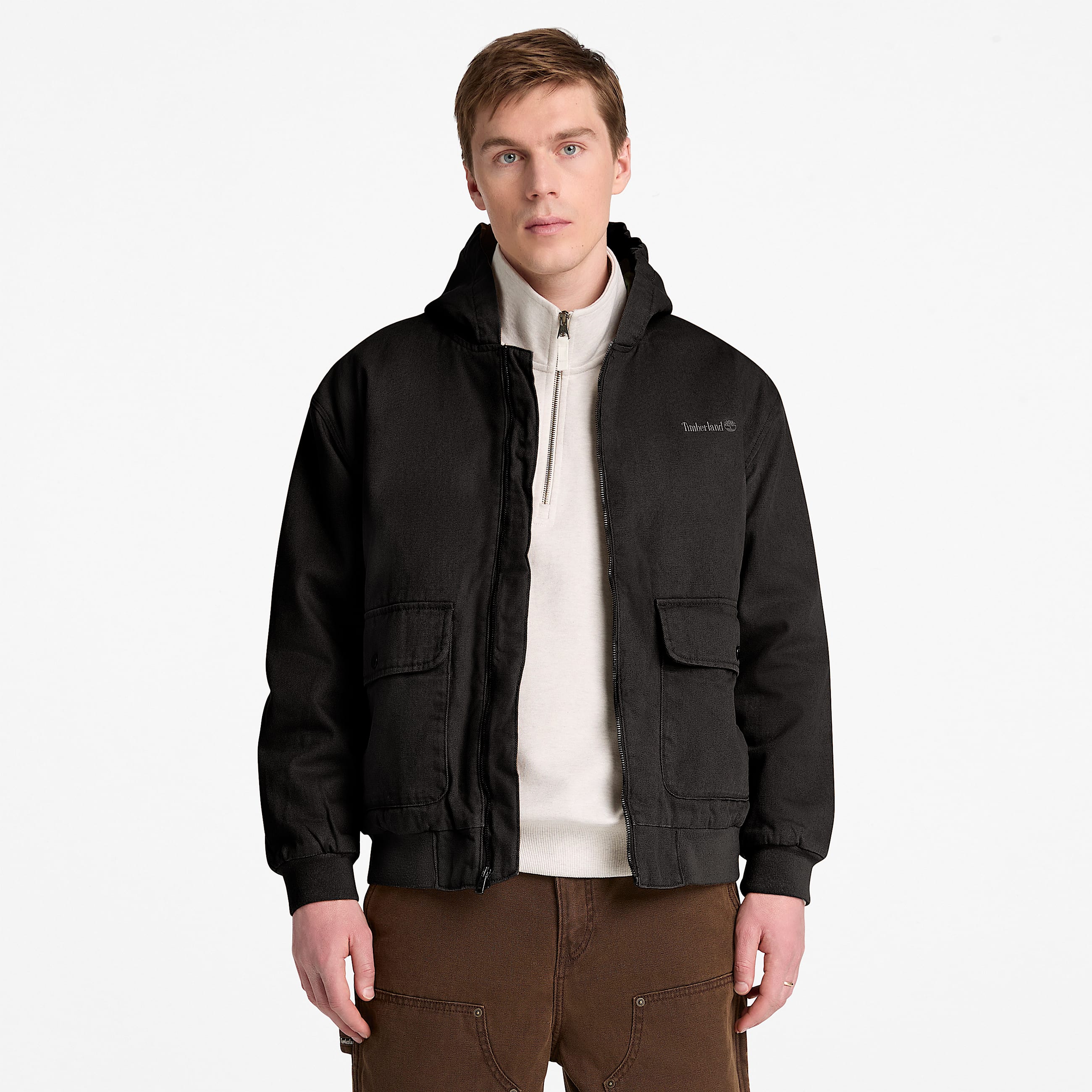 Mens Insulated Canvas Bomber TBL Black ALT1